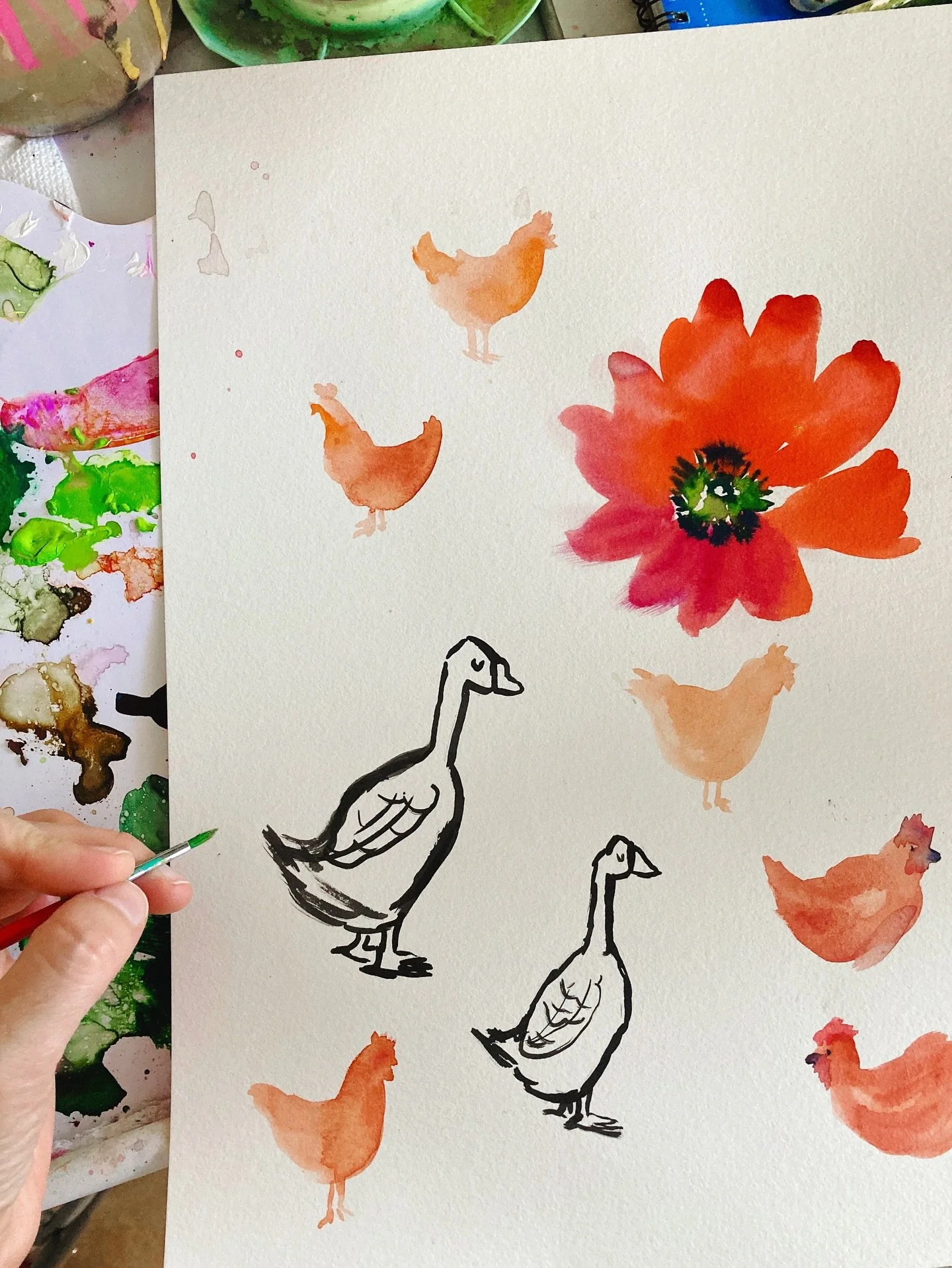 Embracing sketching and creative ideas lately 🎨😊

Join my newsletter in my story to join our community and know first when new things are happening! Happy Friday ☀️ 

#paintinganimals #animalart #watercolorsketching #watercolorpainting #chickenart 