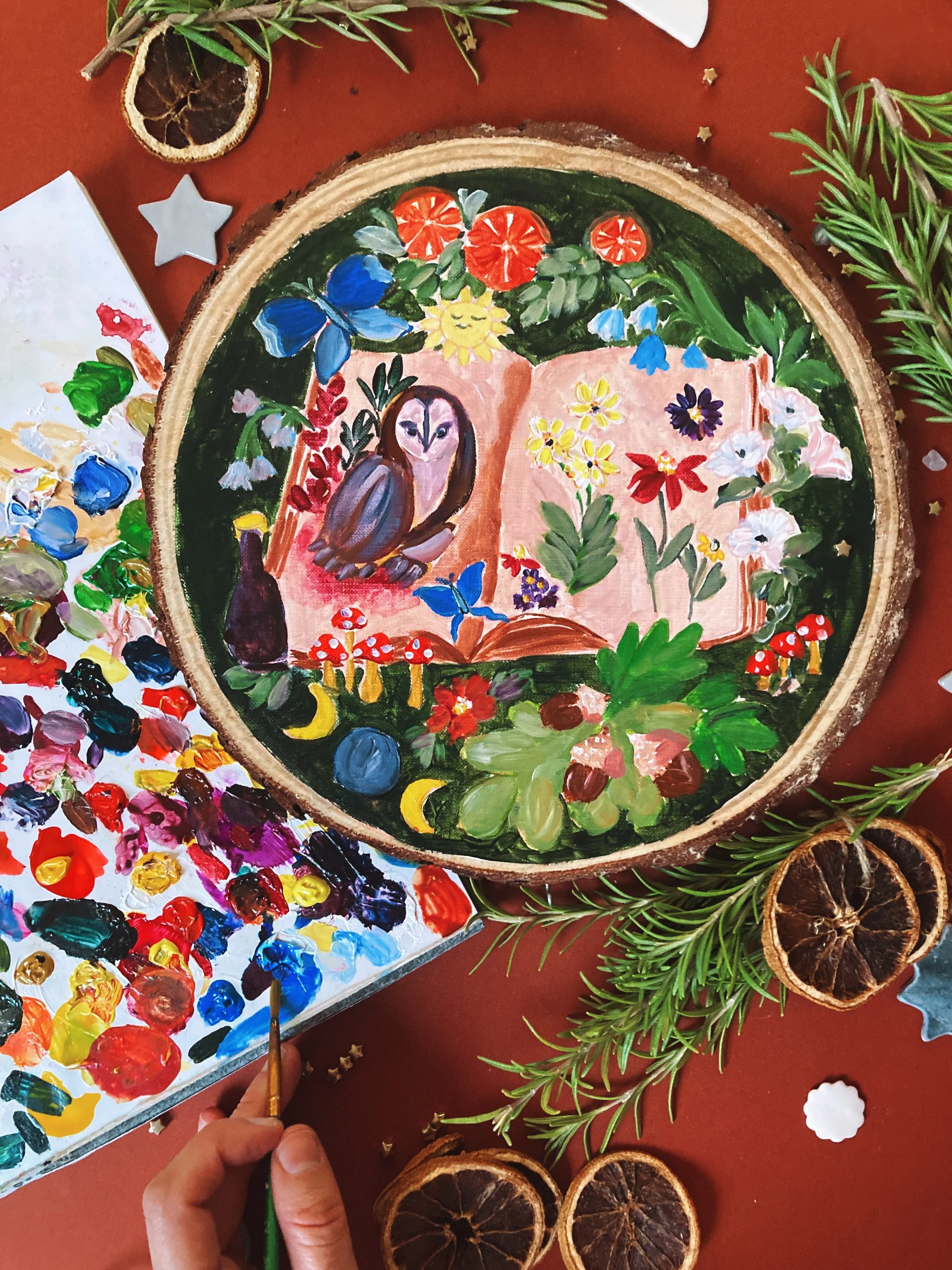 Welcome Autumn Magic: A Botanical Painting on Wood Workshop, In PERSON