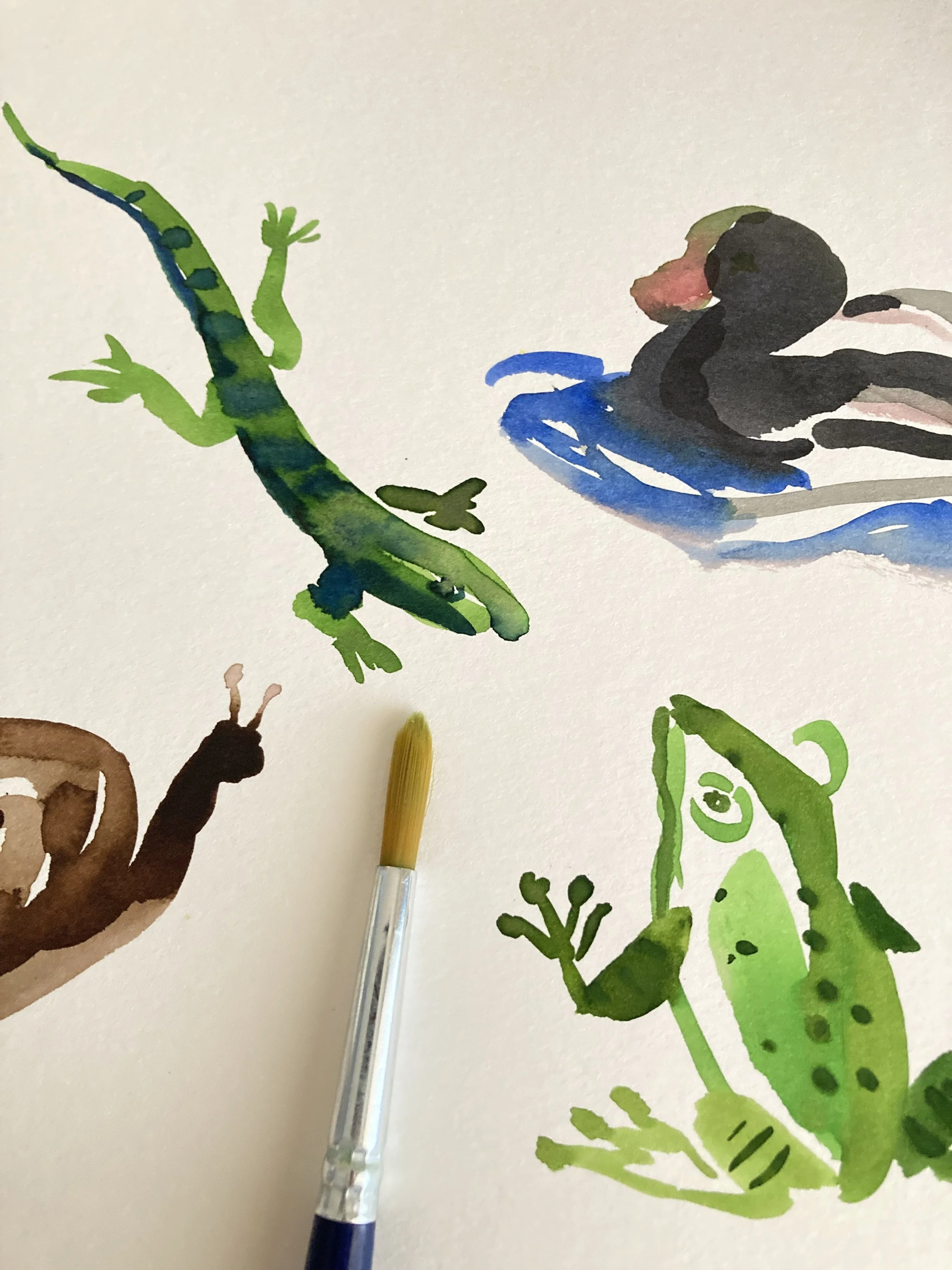 Painting Animals using Inks and Watercolor