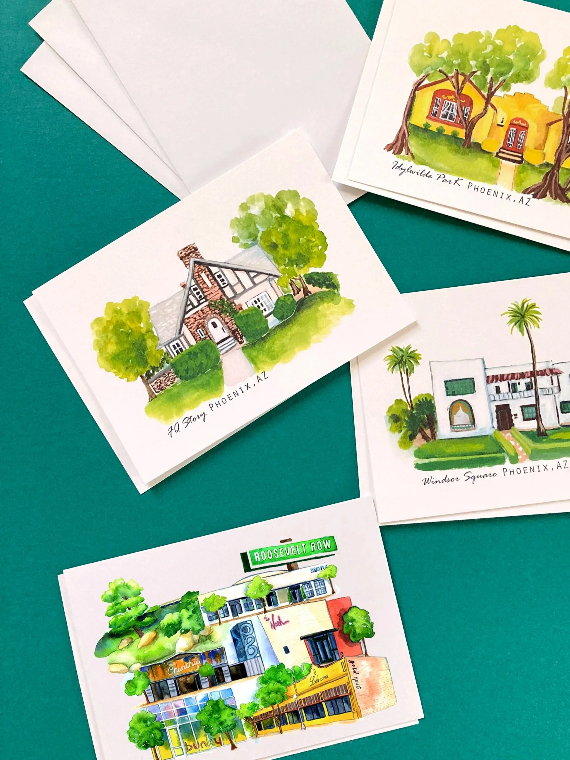 Phoenix Historic Neighborhoods Watercolor Card Set