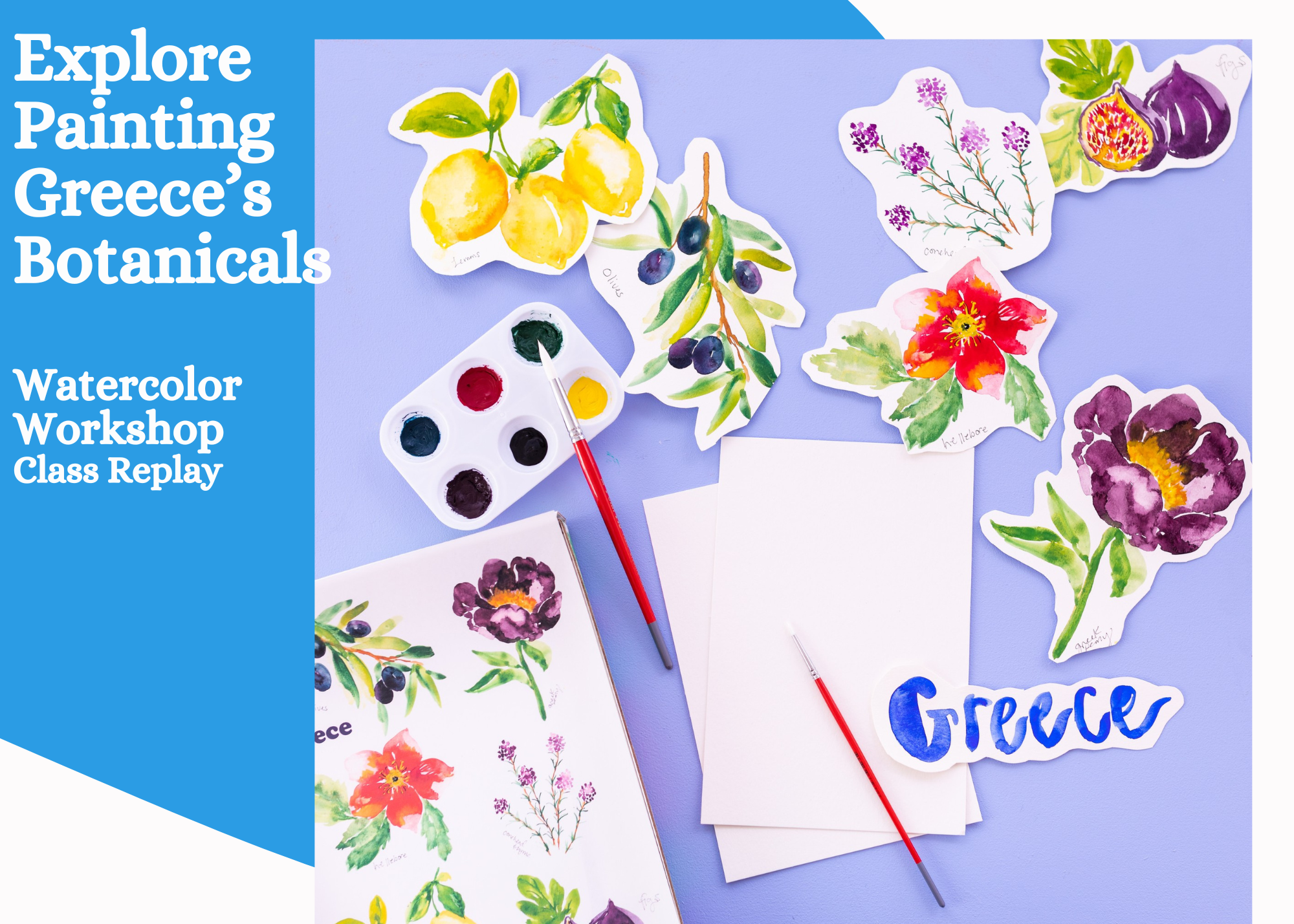 Botanicals of Greece Watercolor Painting Video & Guide