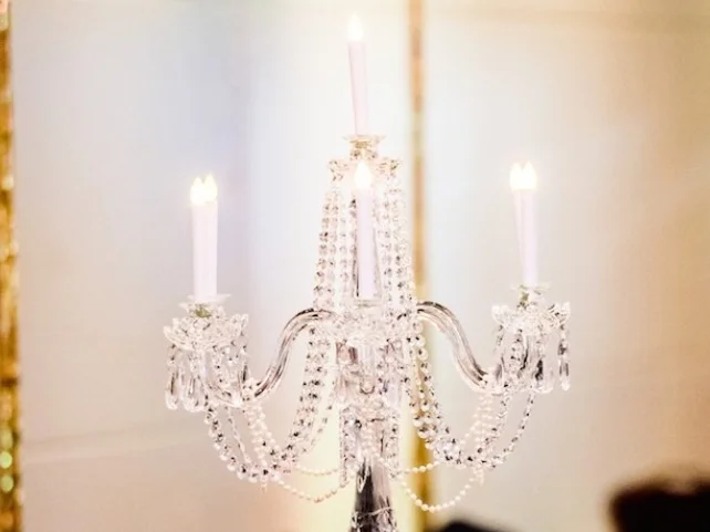 Glam and Glitz Table Centres: Crystal Candelabra Table Centres