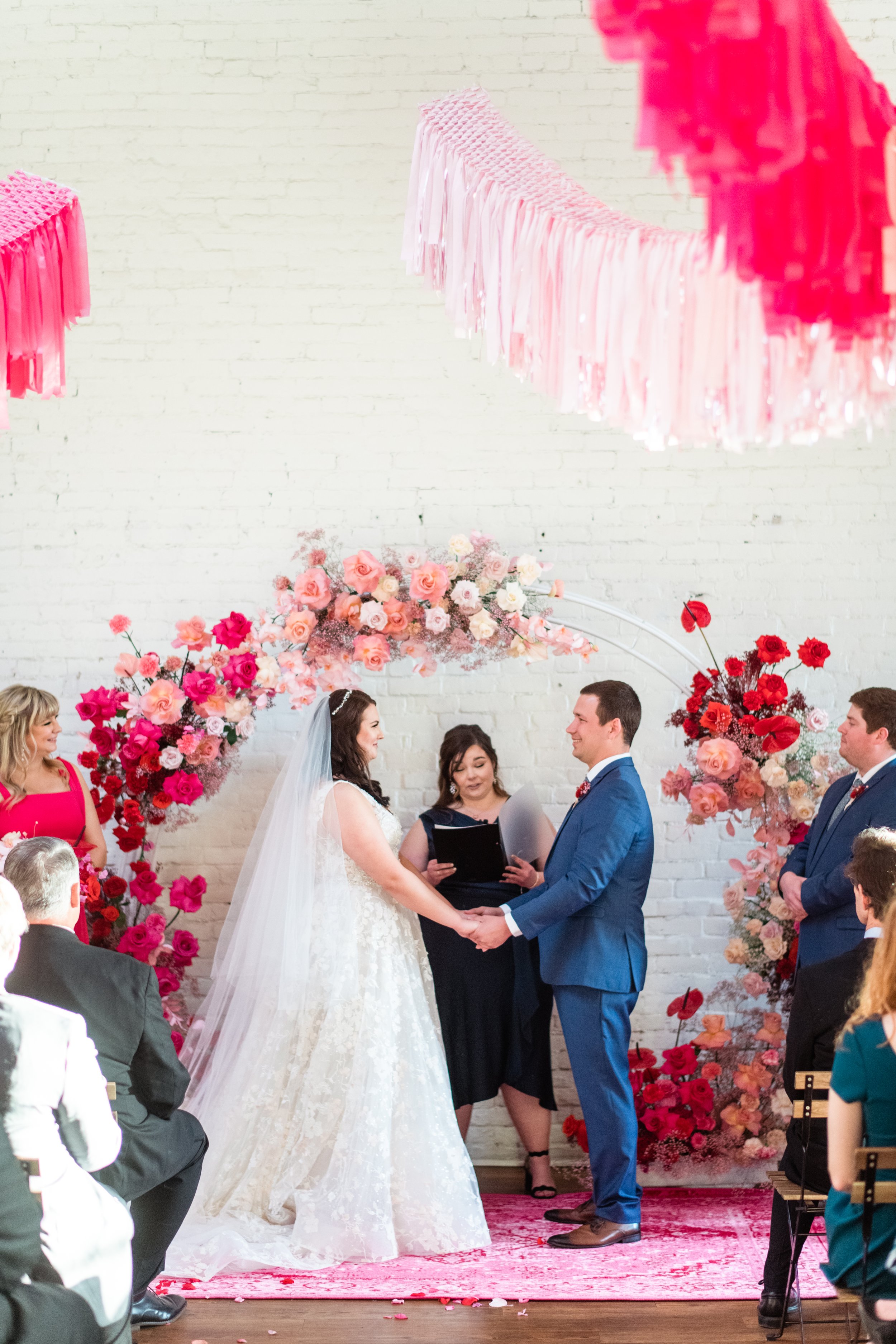 pink hues streamer installation Austin wedding16.jpg