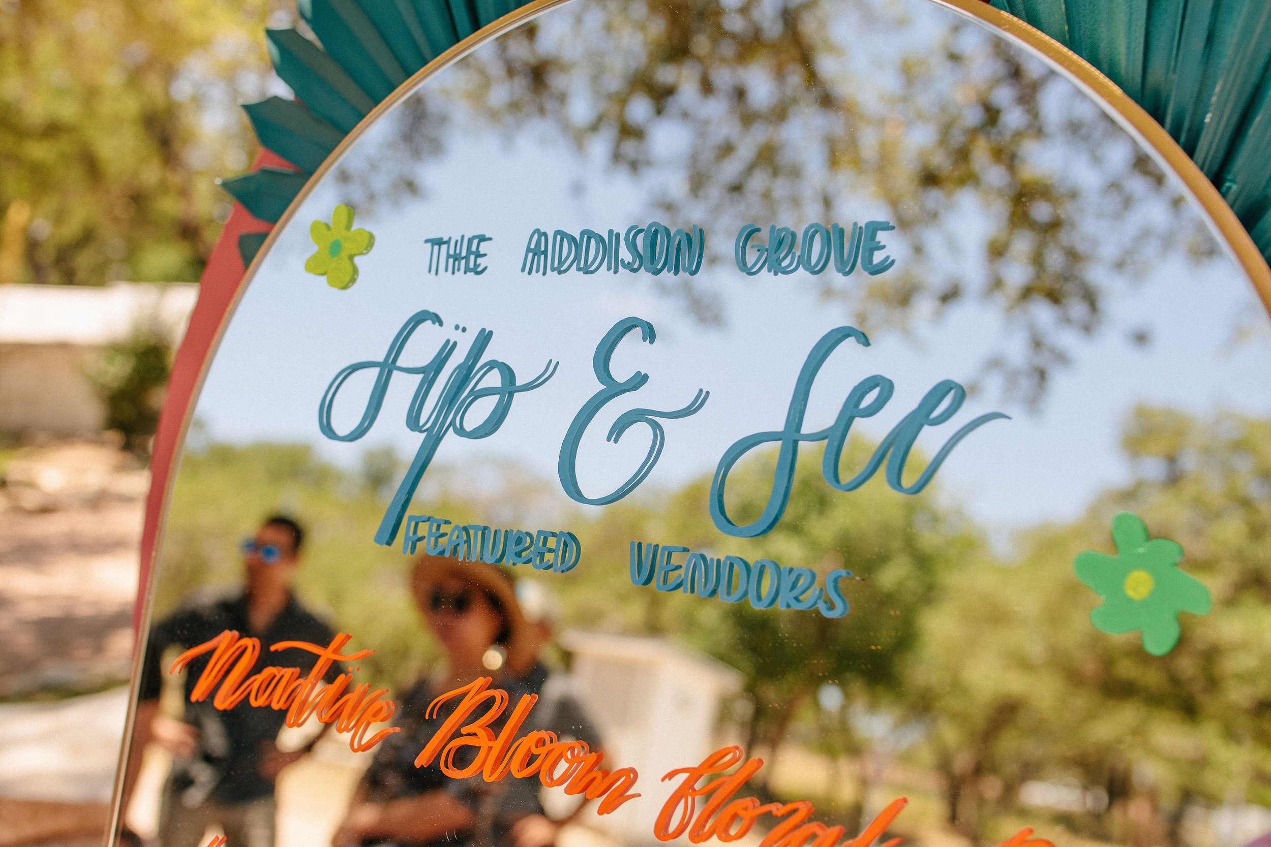 Neon Streamer Decor for Addison Grove Sip and See in Austin, TX — Pop & Drop