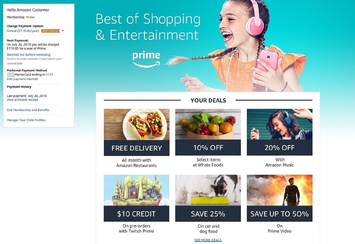 Prime membership page