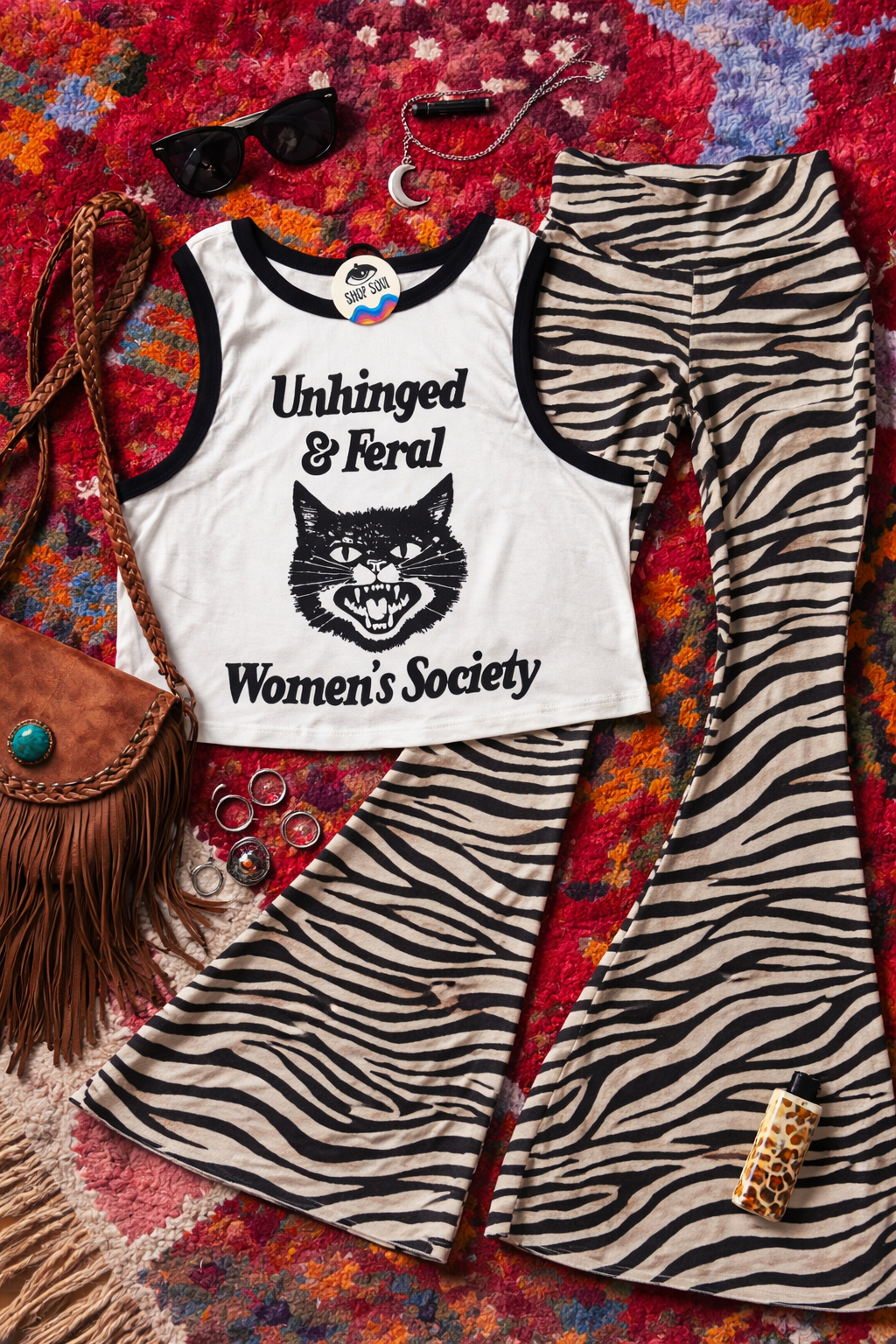 Unhinged and Feral Women’s Society Cropped Retro Ringer Tank