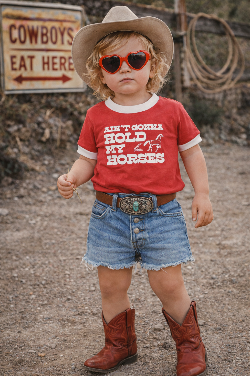 Aint Gonna Hold My Horses Kids Ringer Tee