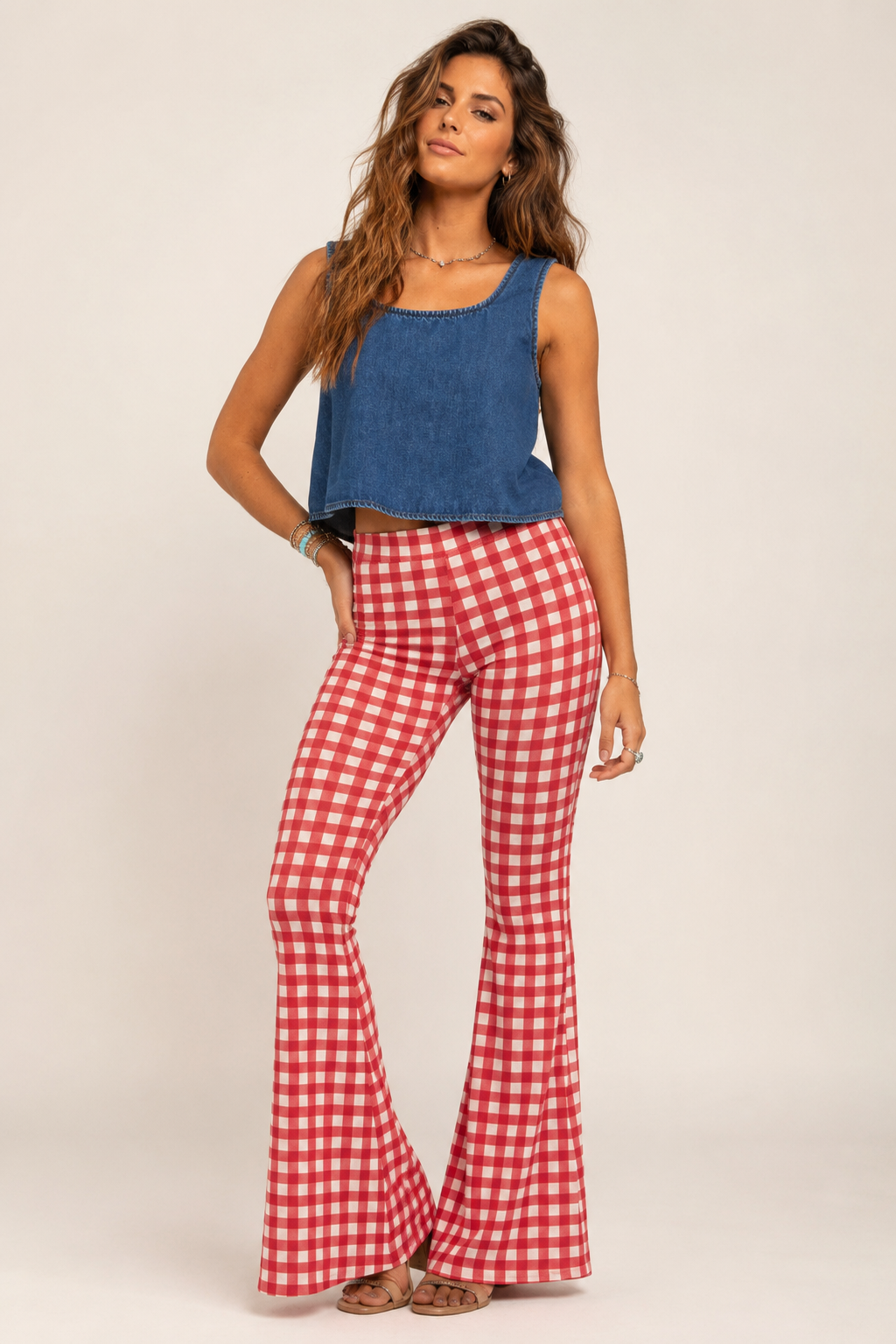 Georgia Gingham Bell Bottoms with Pockets