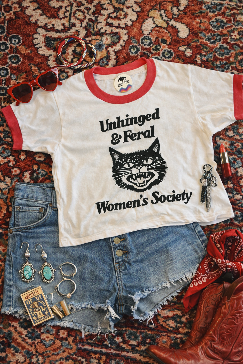 Unhinged and Feral Women's Society Retro Ringer Tee