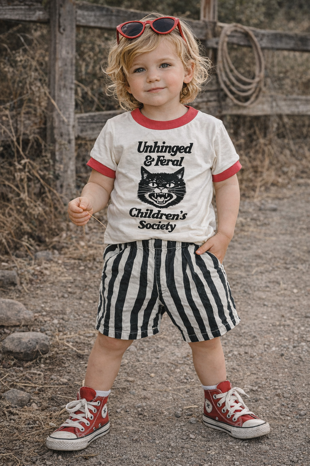 Unhinged and Feral Childrens Society Retro Ringer Tee
