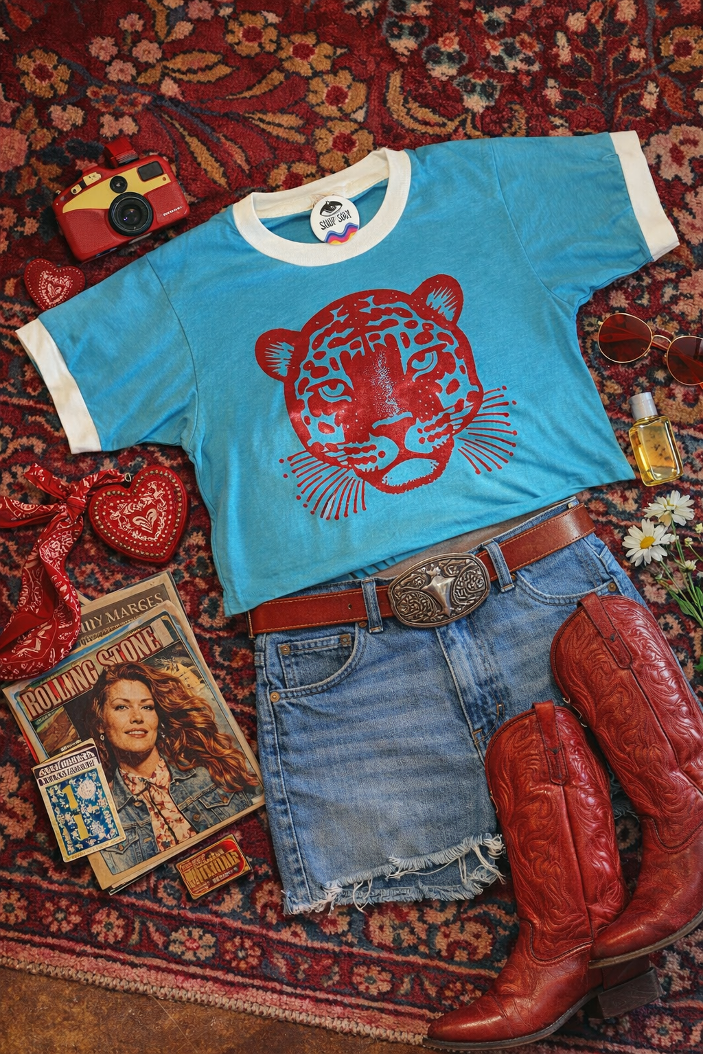 Jaguar Cropped Ringer Tee