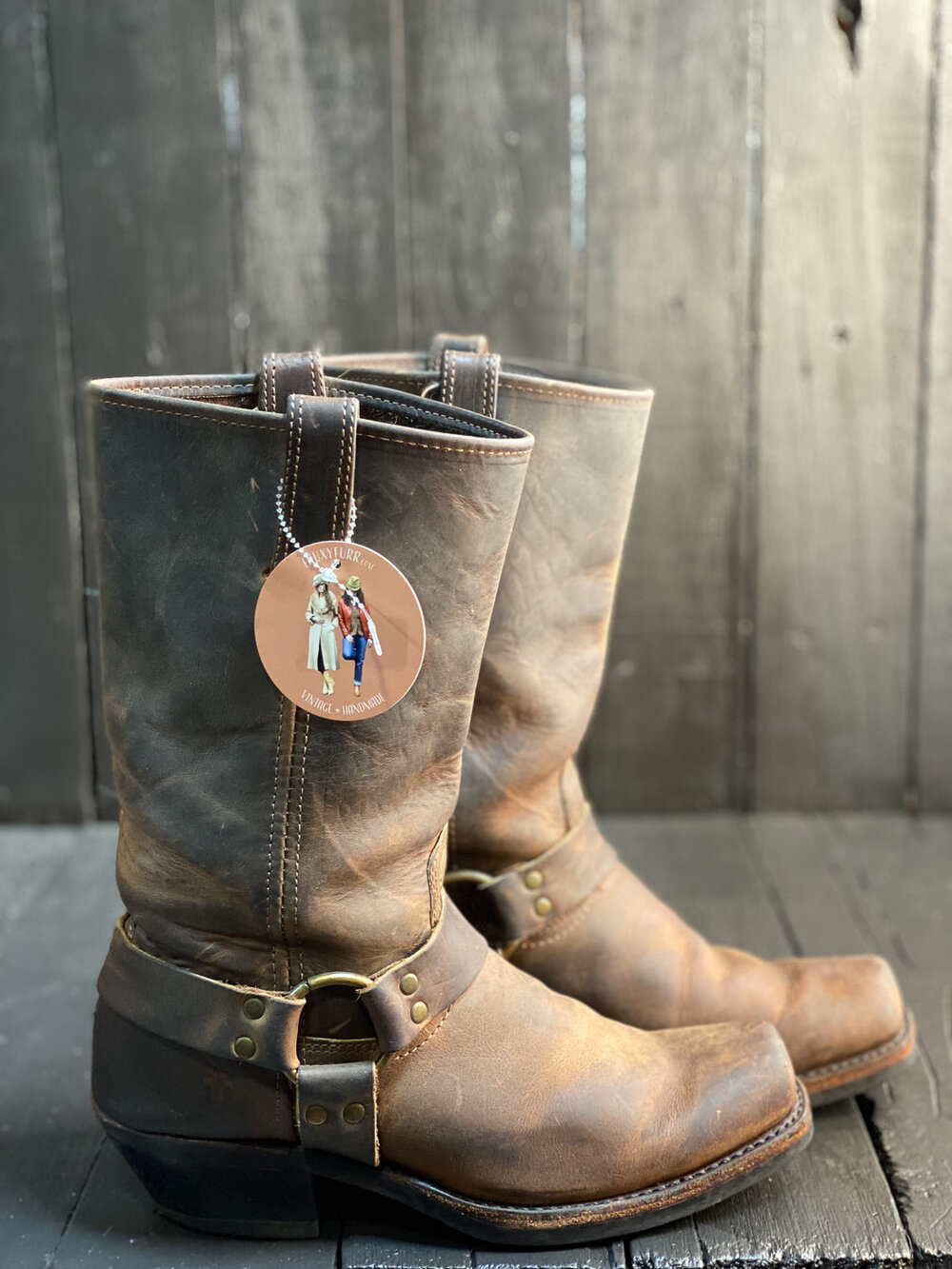 Womens US 10, Frye Harness Boots — FauxyFurr Vintage + Handmade