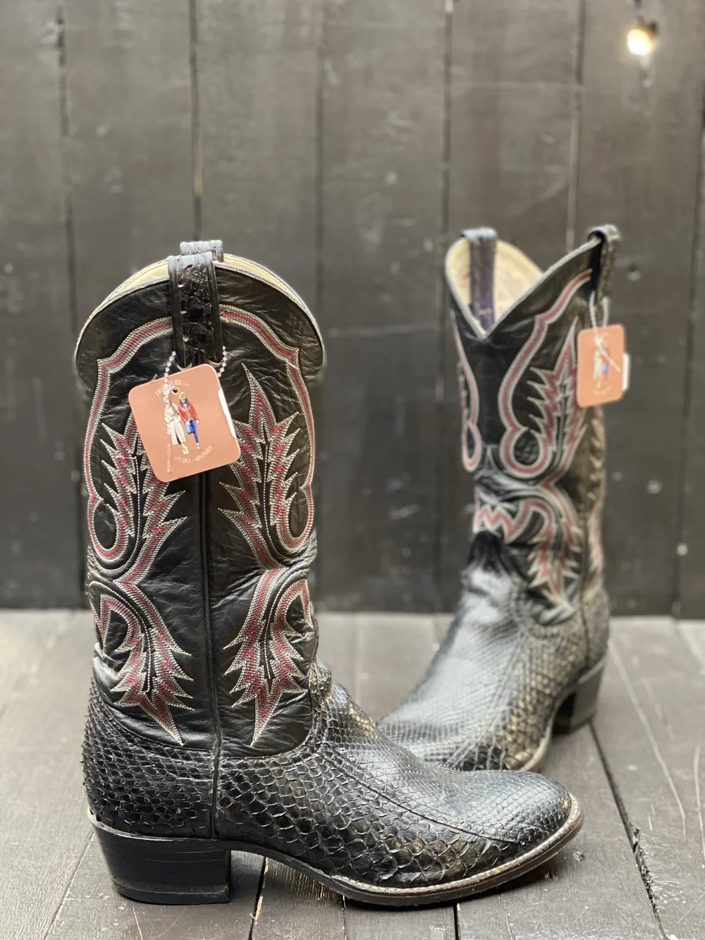 Larry Mahan\'s Men\'s Cowboy Boots Larry Mahan Size 8.5 Brown/Tan Color Block Leather Shoes  main image 4