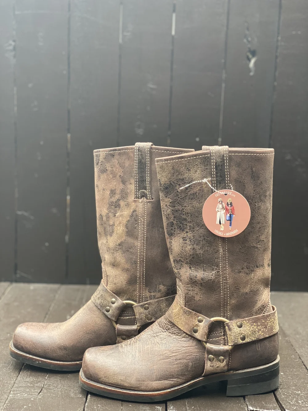 Vintage Frye Harness Boot- Men’s 8.5 FRYE USA VINTAGE TRUCKER HARNESS SQUARE TOE MOTOR BOOTS  main image 2