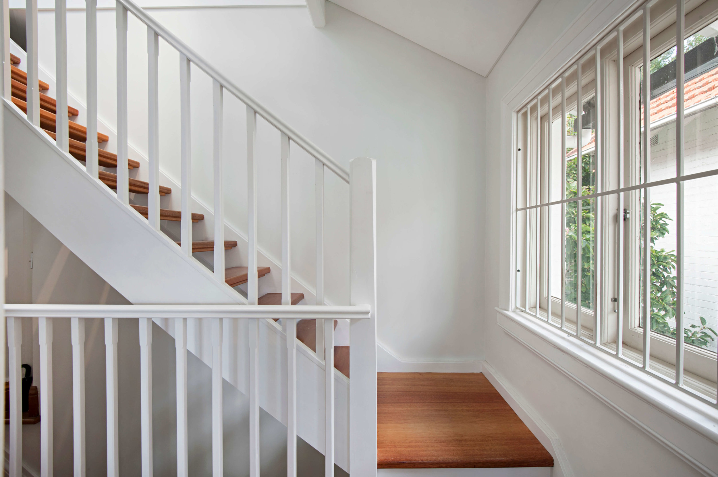 Staircase up to new single storey addition