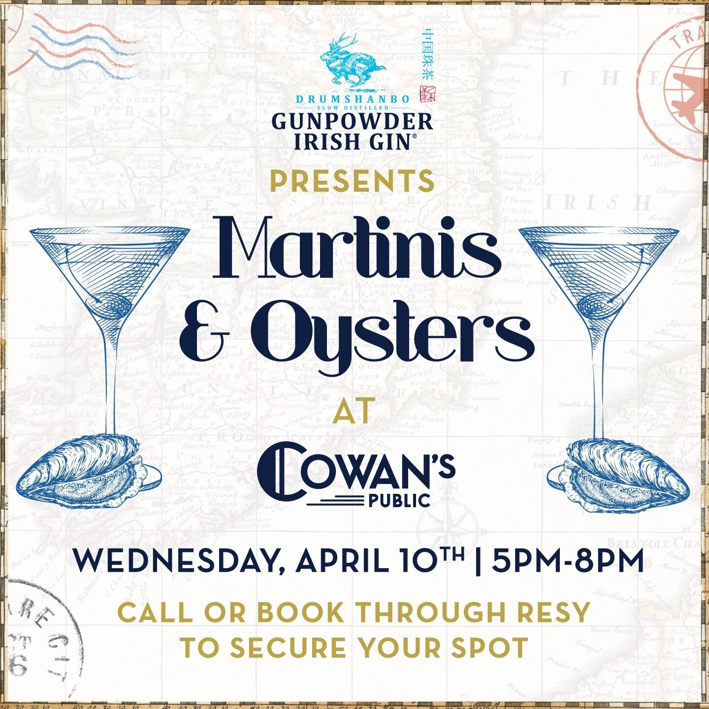 🔊 Calling all oyster lovers, get ready to embark on a flavor journey! 🐚  Join us on Wednesday, April 10th from 5-8pm for unforgettable evening of tasty oysters and handcrafted Gunpowder Gin martinis! Head to the link in our bio or Resy.com to reser