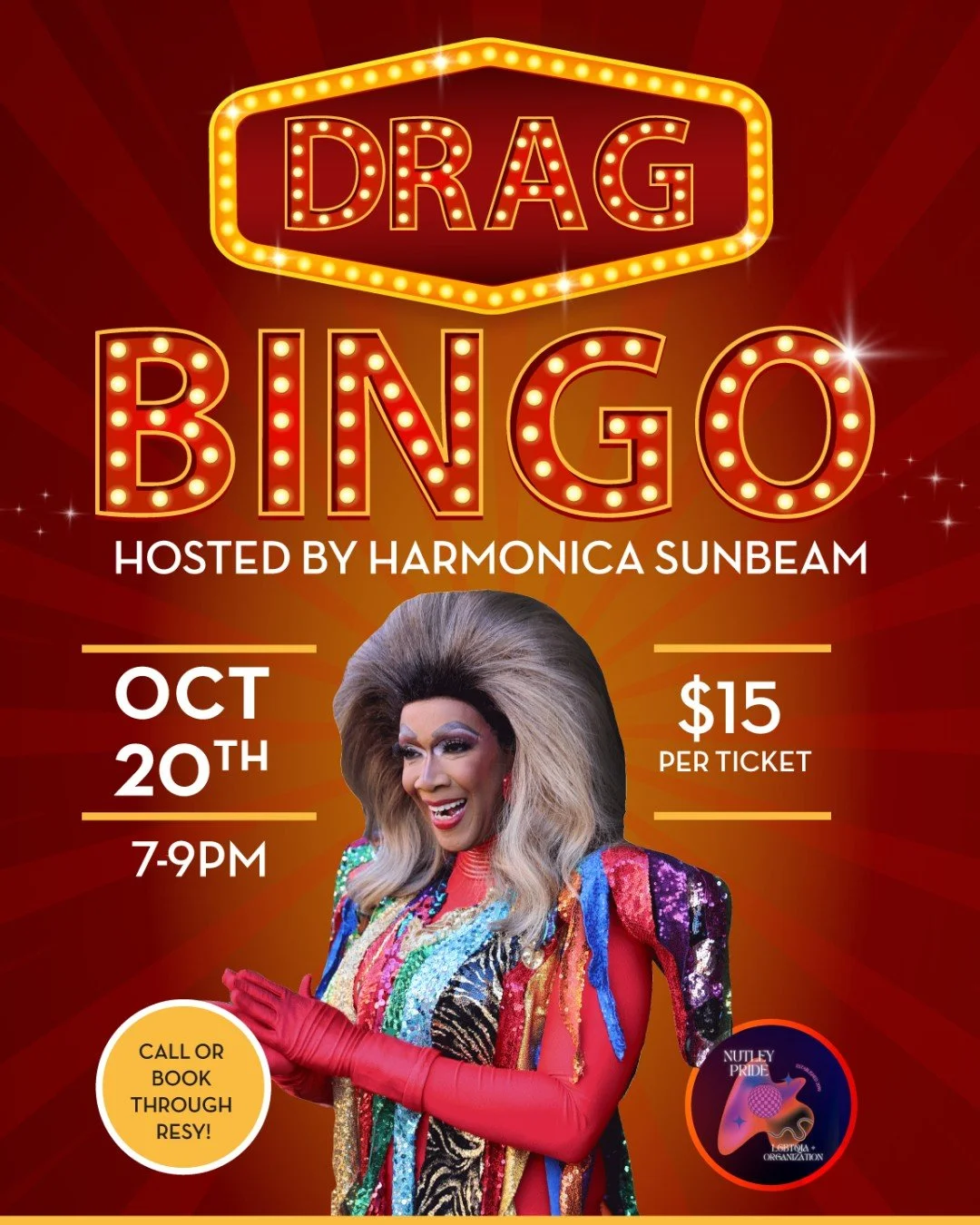 BINGO is back, baby! We may have skipped a month, but we&rsquo;re bringing the energy for this round 🎉 Join us Monday, October 20th for a night of drinks, drag, and prizes &mdash; all while supporting our friends at Nutley Pride!

Tickets go on sale