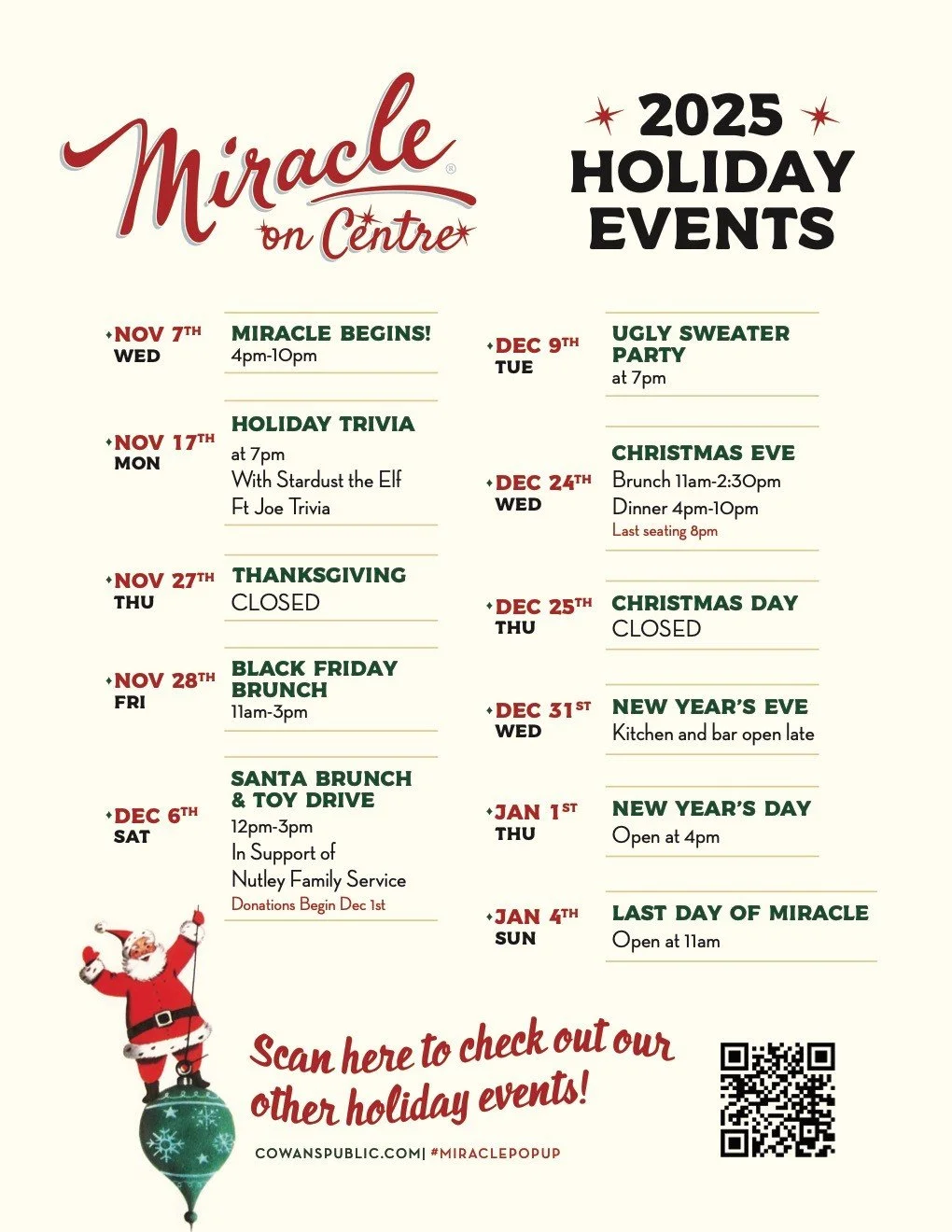 🎄The most wonderful time of the year is officially here!  From Ugly Sweater Parties to Santa Brunch and holiday trivia with Stardust the Elf, we&rsquo;ve packed the season with more cheer than the jolly man's sleigh can carry.

✨ Whether you&rsquo;r