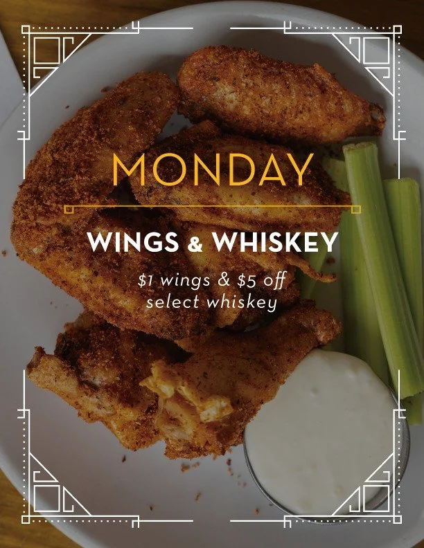 Head on over to Cowan's tonight for our Monday Weekly Special: $1 wings &amp; $5 off select whiskey.