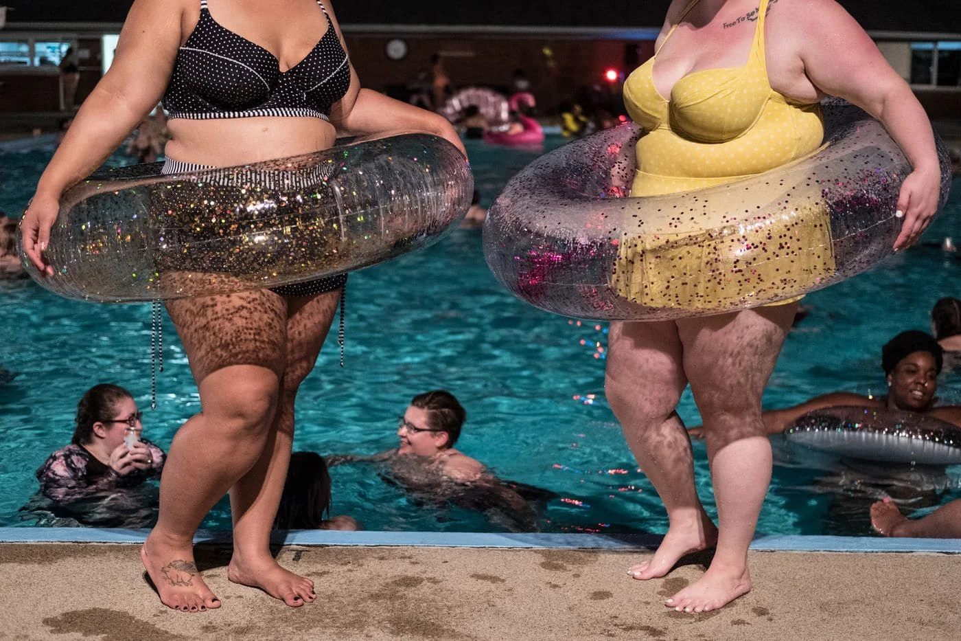 Members of the Fat Babes Club of Columbus swim during their Aug. 10 pool party. (Megan Jelinger for The Lily)