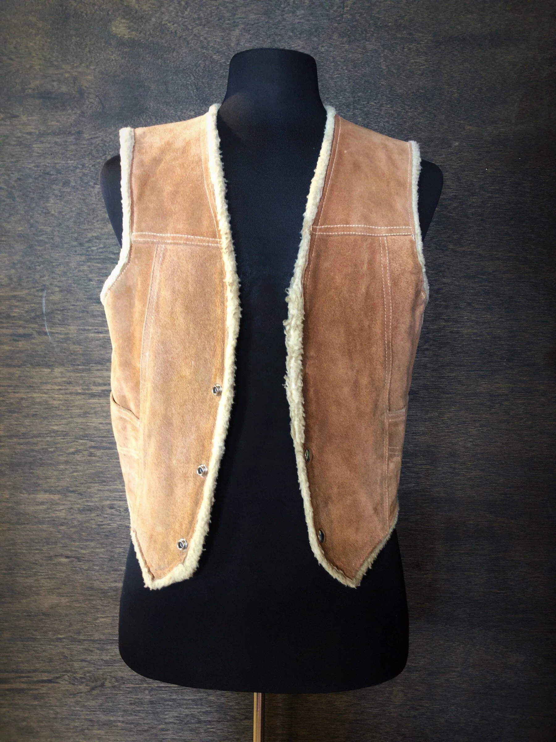 Vintage Suede Shearling Vest — Star 