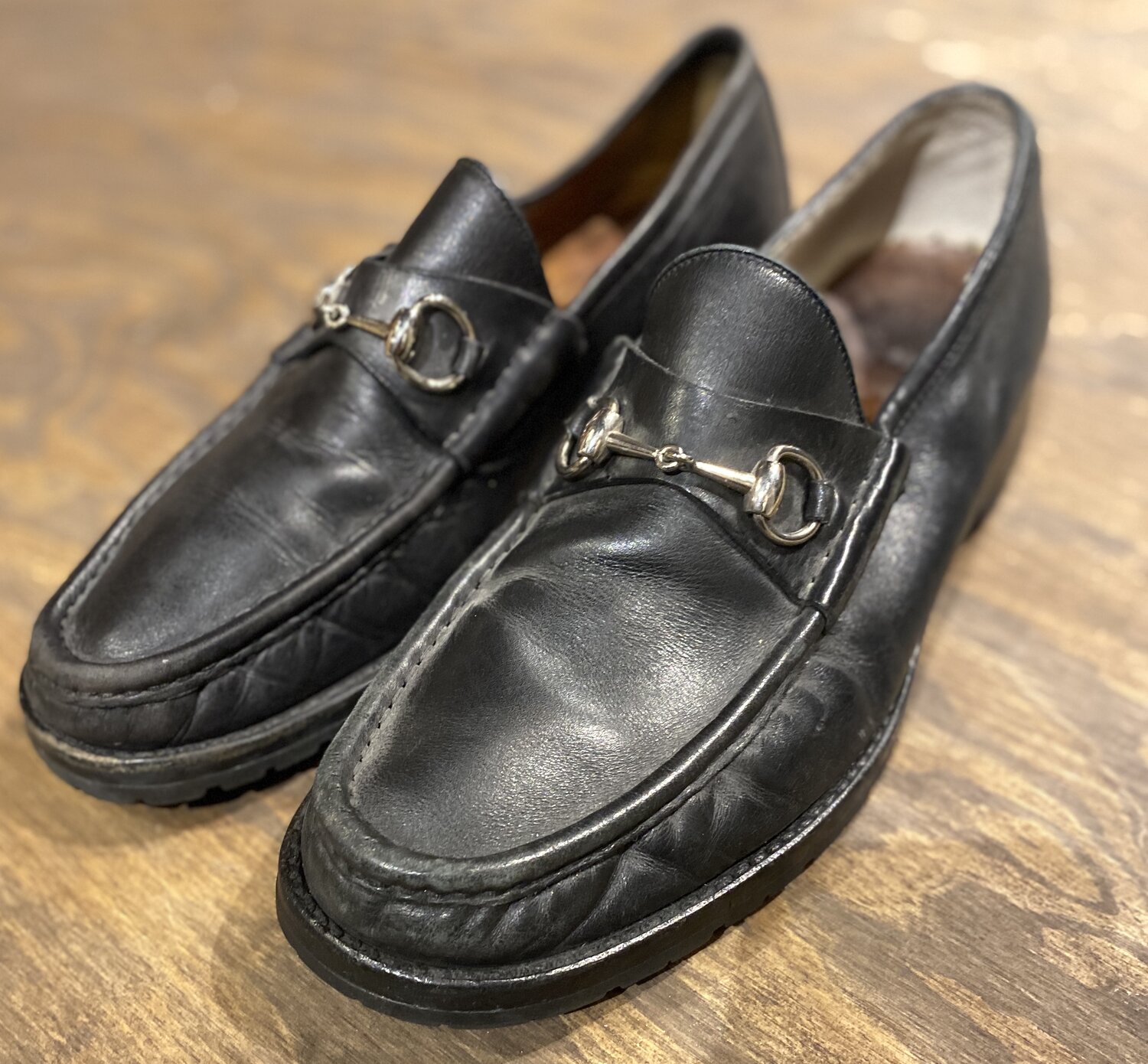 Også større indvirkning Authentic Vintage Black Gucci Loafers — Star Struck Vintage