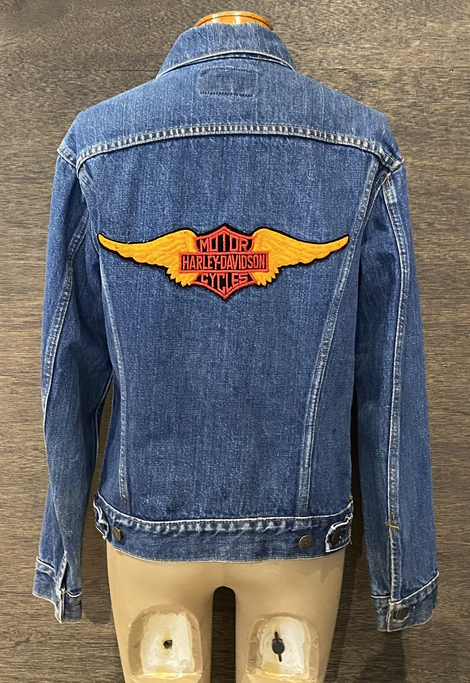 Vintage 70's Levi Denim Jacket With Harley Davidson Patch On The 