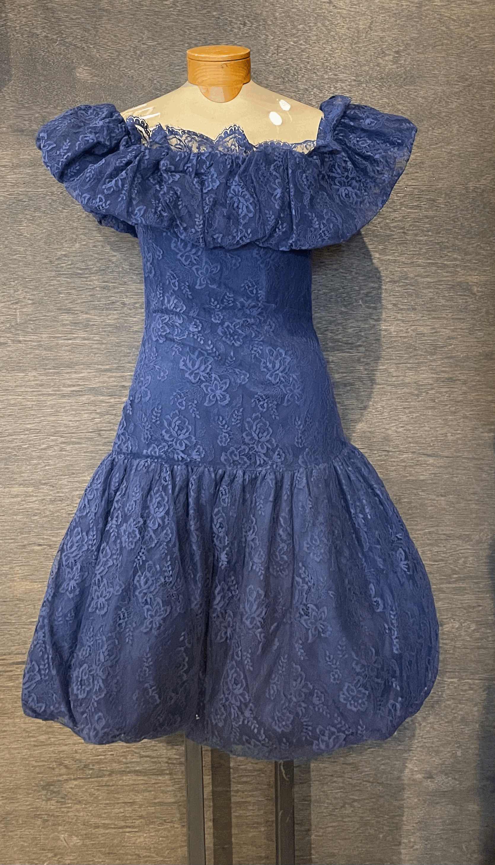 Navy Blue Lace Bubble Dress 