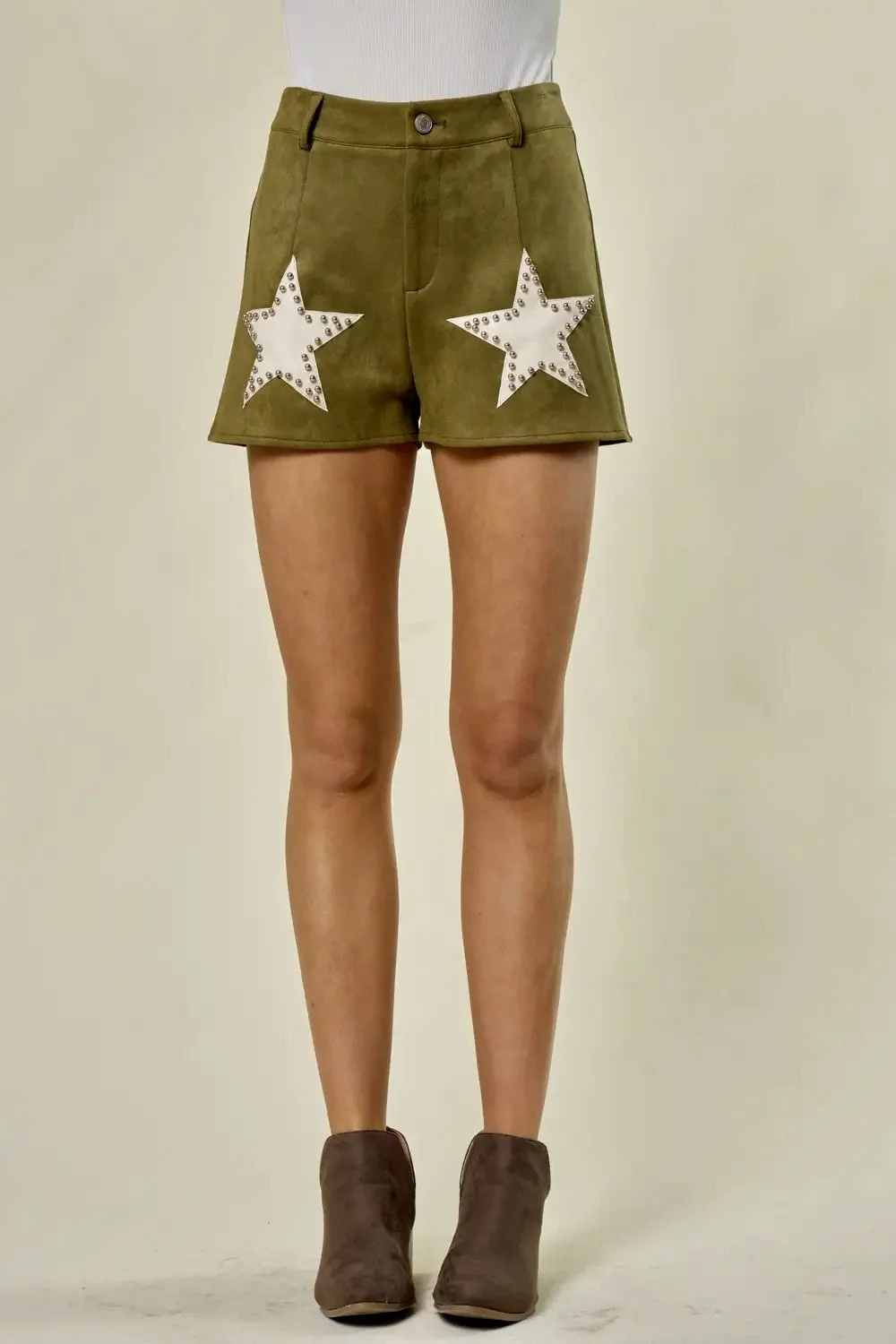 Olive Green Star Studded Shorts — Star Struck Vintage