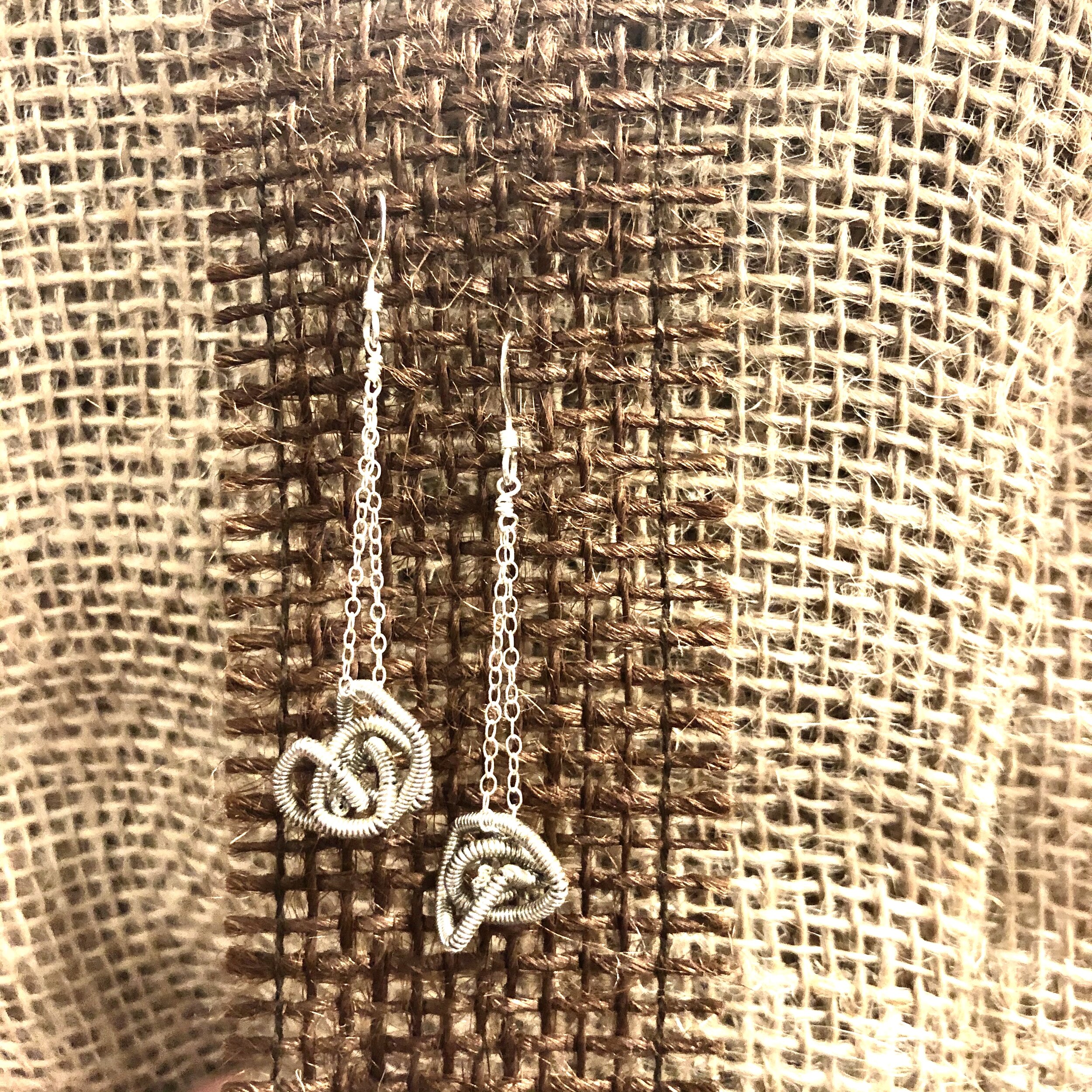 Silver Guitar String Earrings (Long)