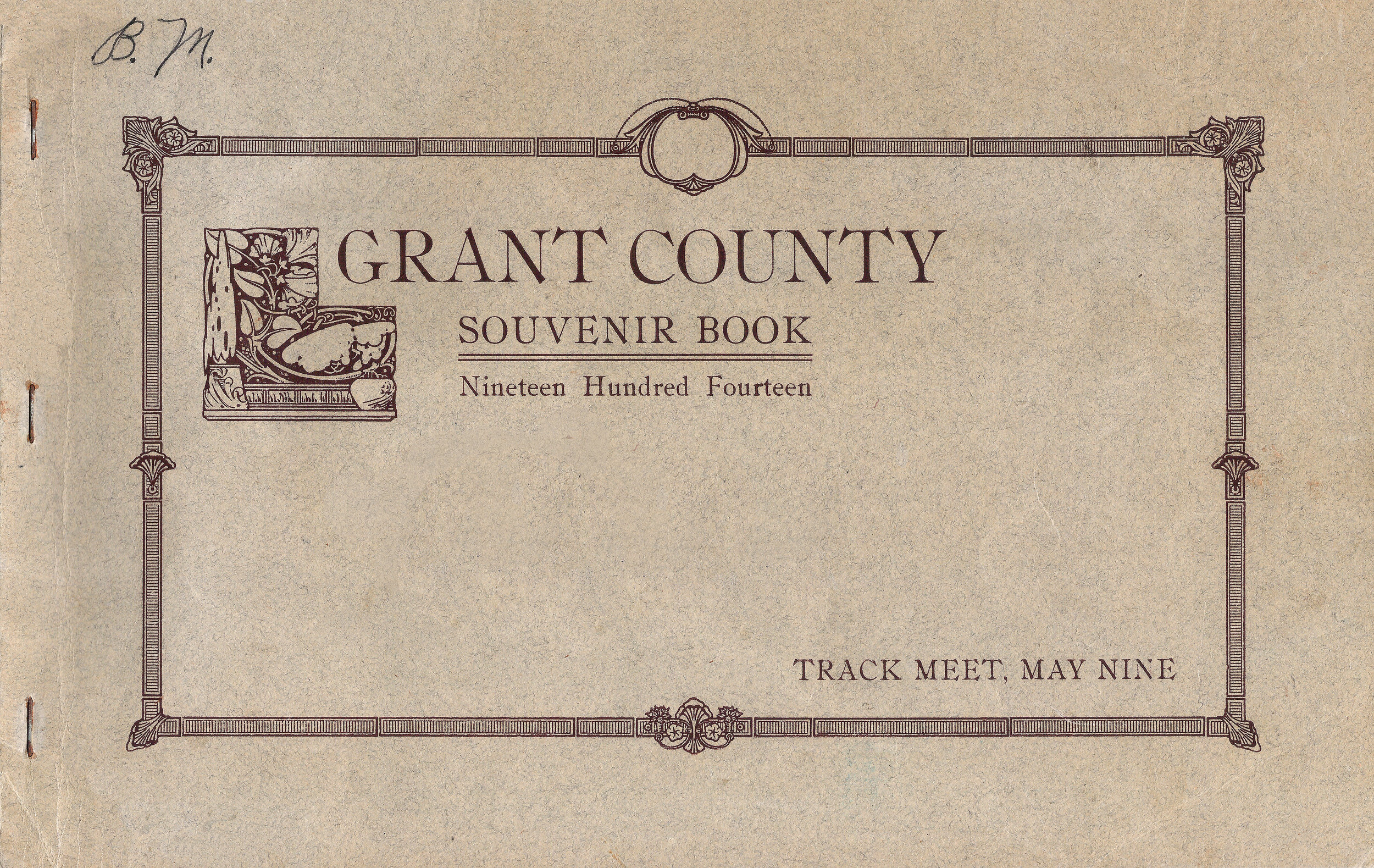 Front cover of 1914 Grant County Souvenir Book (Track Meet, .jpg