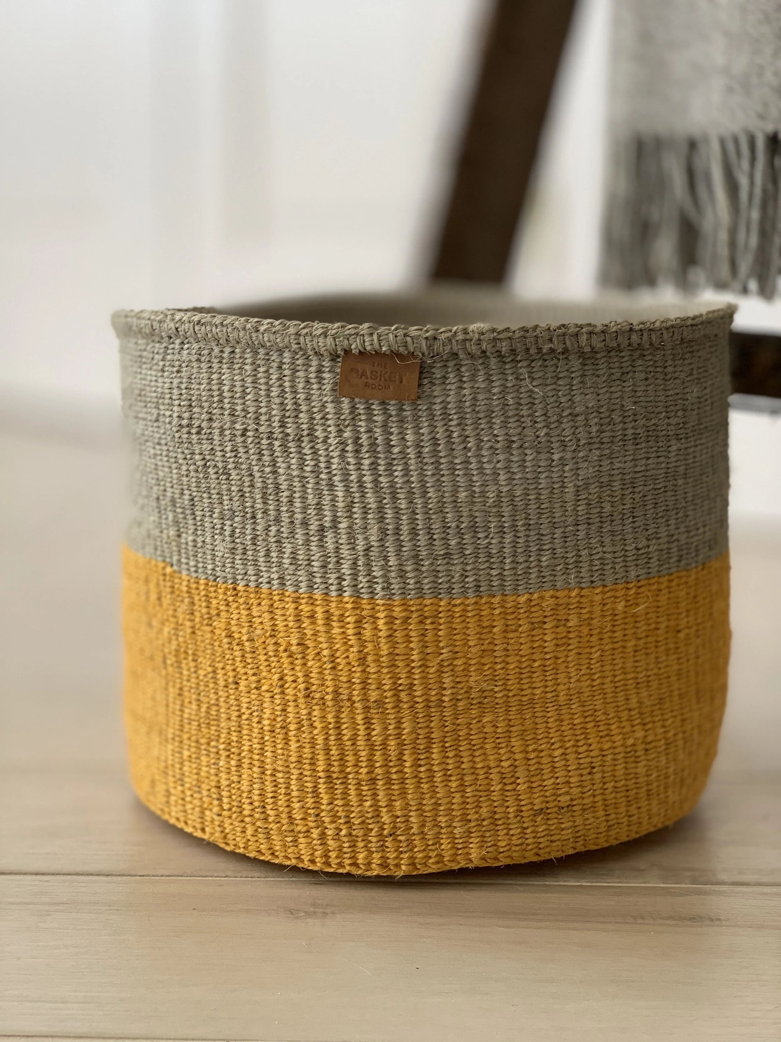 Yellow & Grey Duo Colour Block Woven Basket