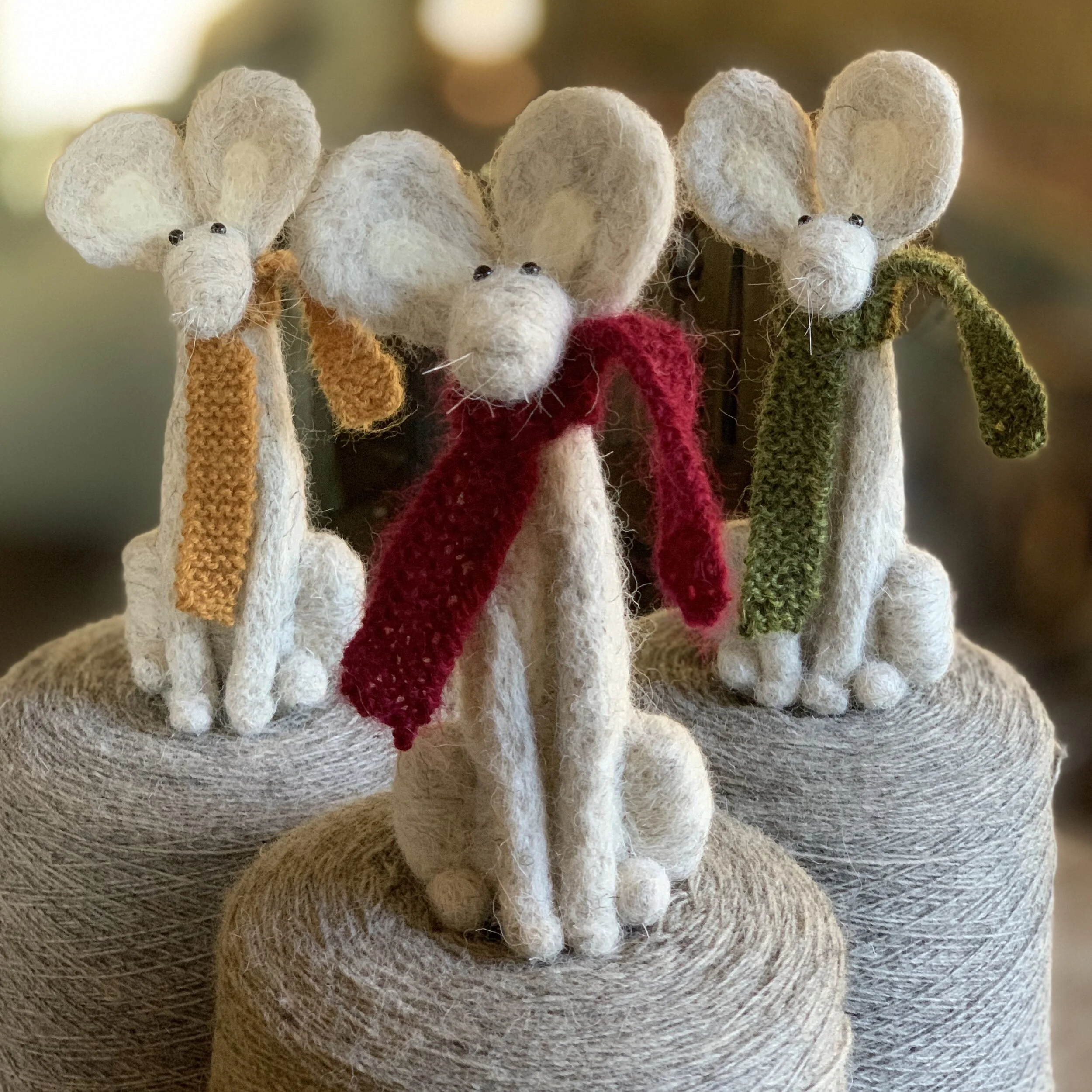 Handmade Wool Needle Felted Hare with Woollen Scarf