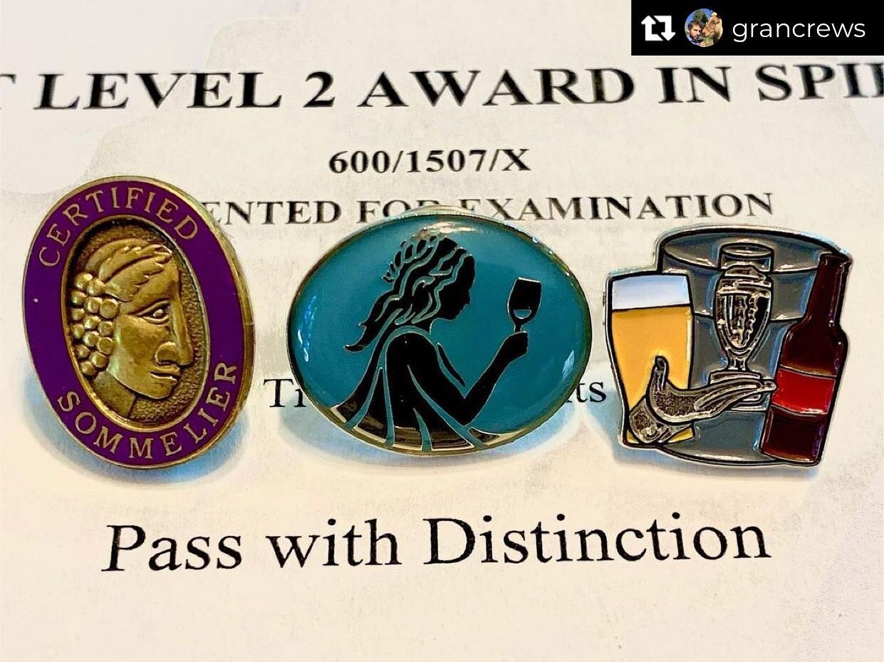 Repost from @grancrews
&bull;
I have completed the Holy Trinity of intermediate level alcoholic beverage certifications 🤗 #certifiedsommelier #certifiedcicerone&reg;  #wsetspiritslevel2