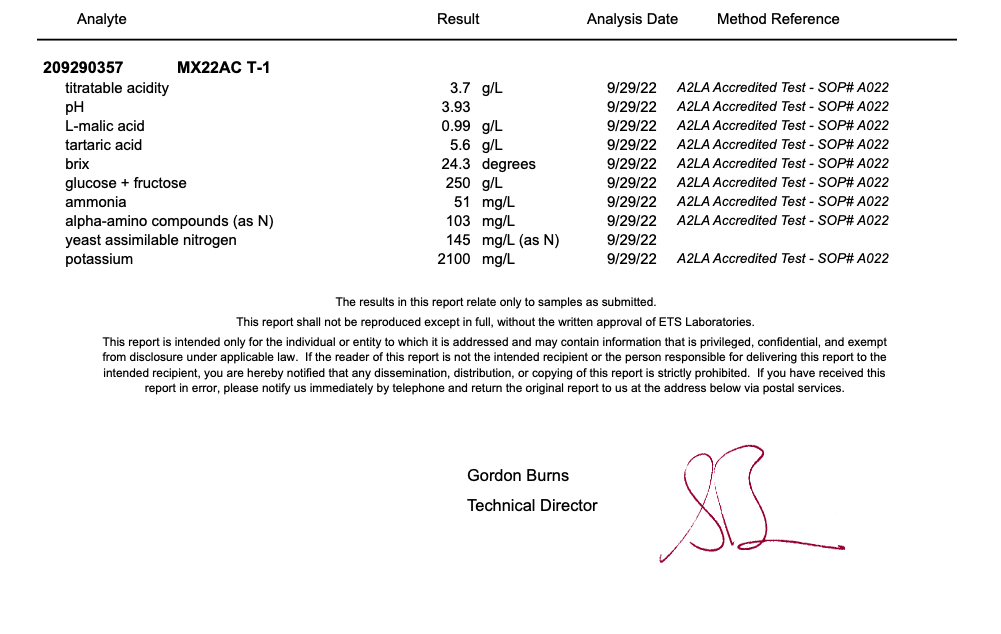 2022 Muscat of Alexandria Fresno CA Frozen Grape Juice — Wine