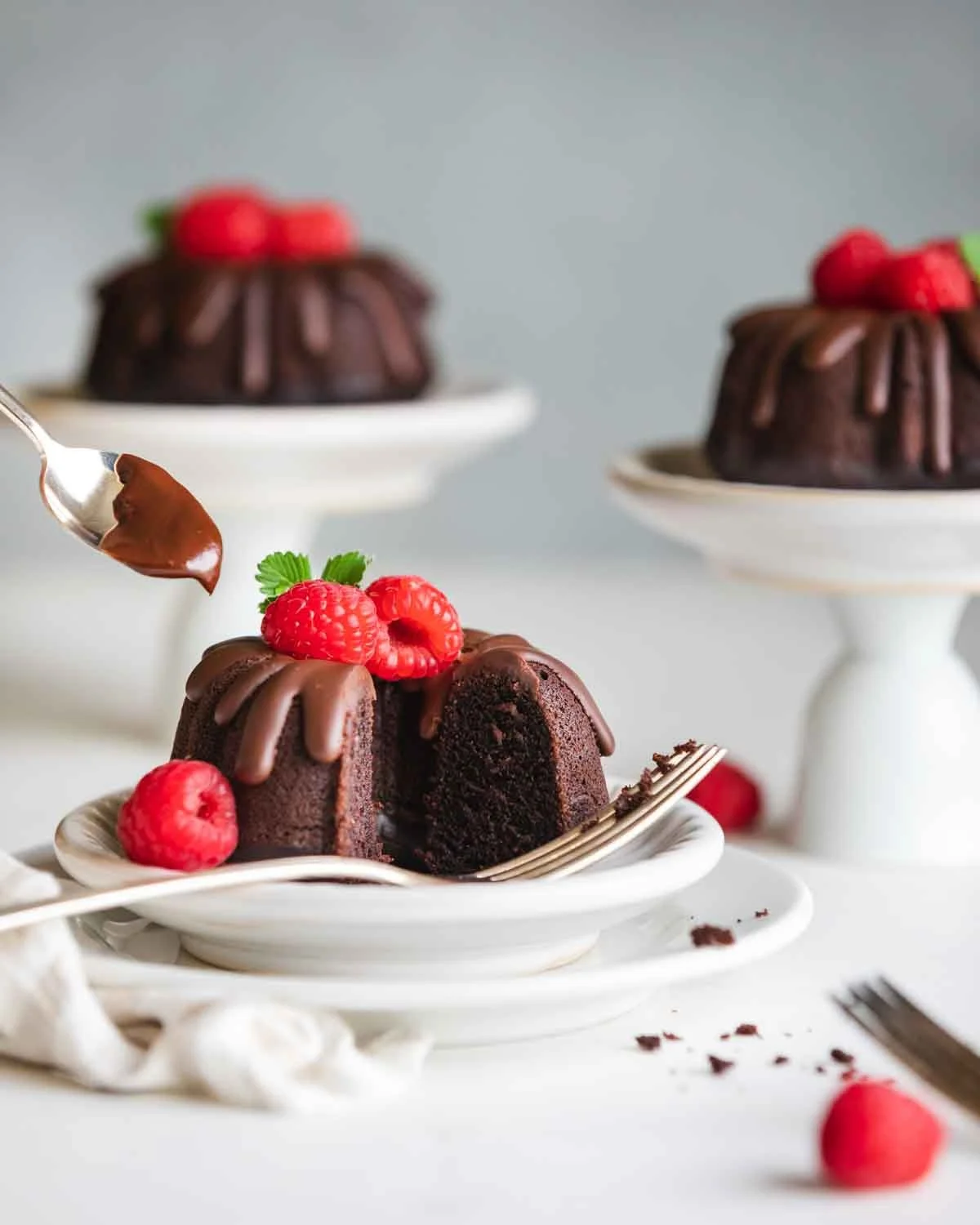 Vegan Mini Chocolate Bundt Cakes 