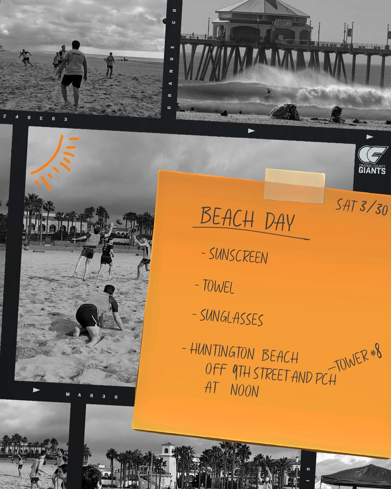 Beach day this Saturday!  Join us for some footy, cricket and a bit of fun in the sun 🏉🏏☀️
&zwnj;
Noon Saturday @ Between Tower 8 &amp; 9 Huntington Beach
801 Pacific Coast Highway, Huntington Beach, CA 92648
&zwnj;
And stick around after for a tou