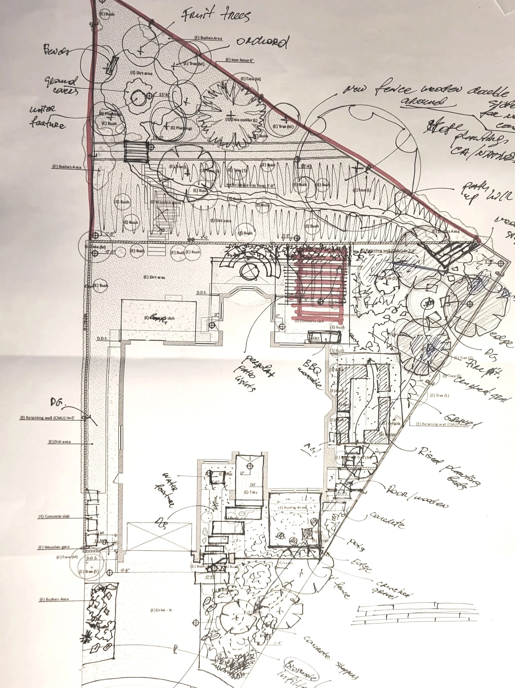 Early Garden Identity Sketch for Laguna Niguel Residence
