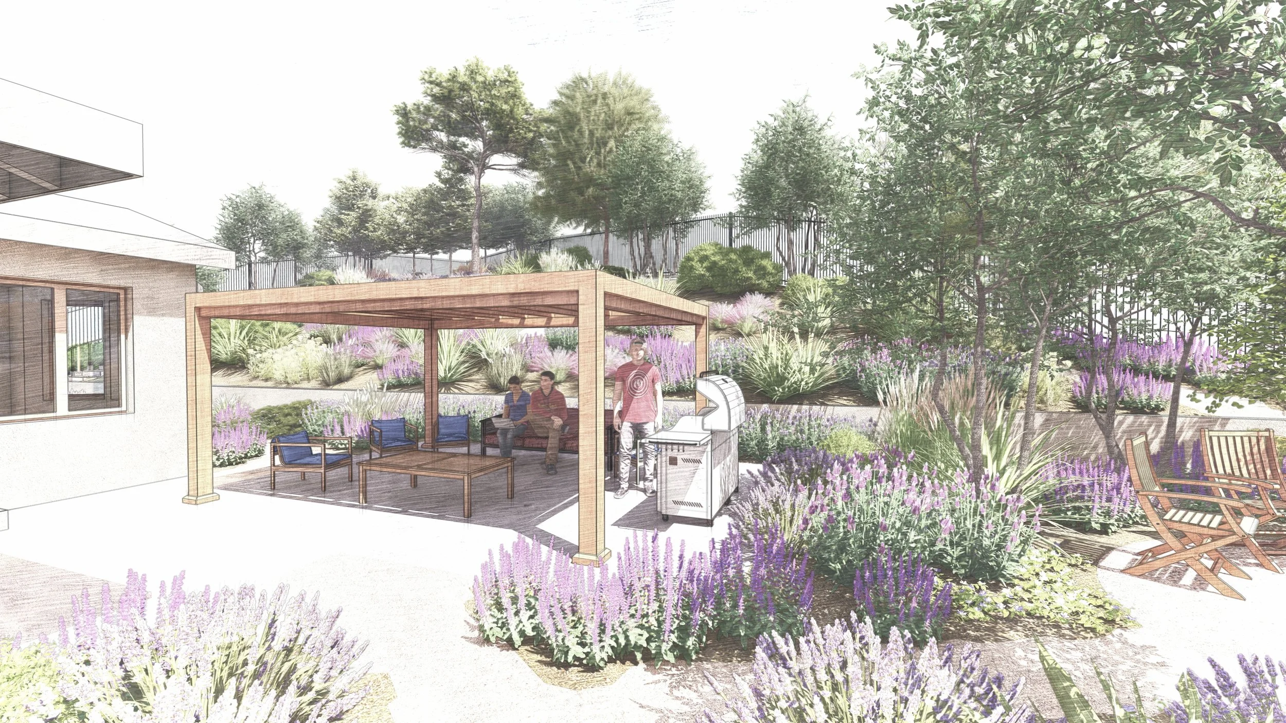 Outdoor Living Pergola Garden Visualization