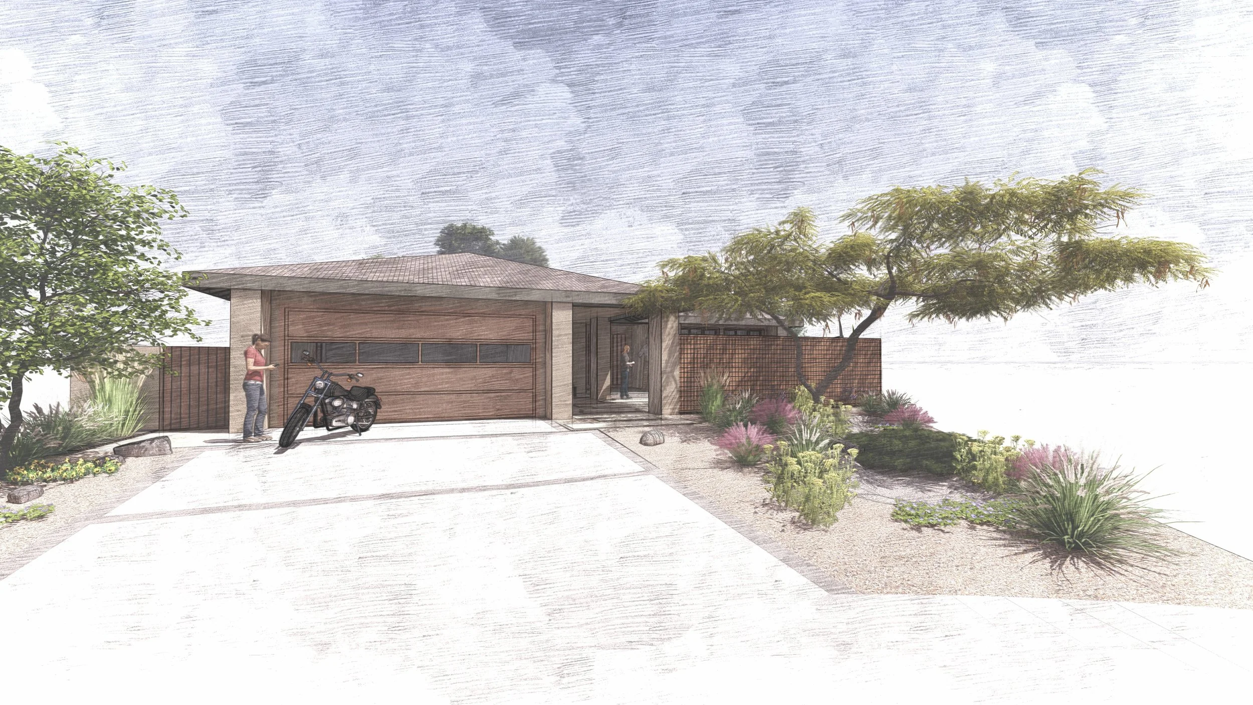 Contemporary Front Yard Garden Visualization