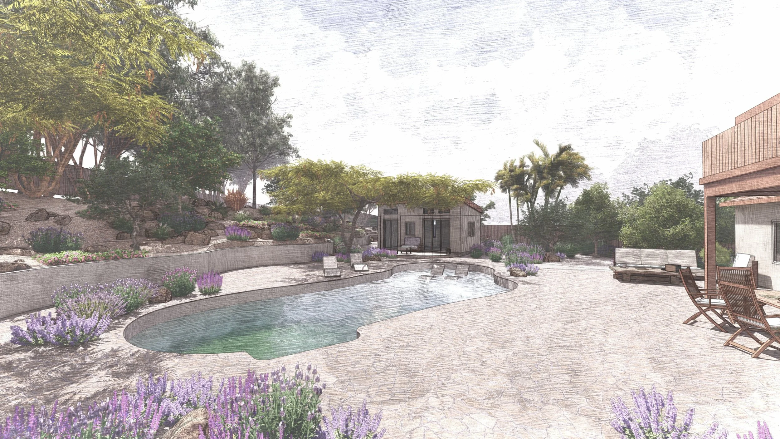 La Jolla Pool Terrace and Outdoor Living Concept