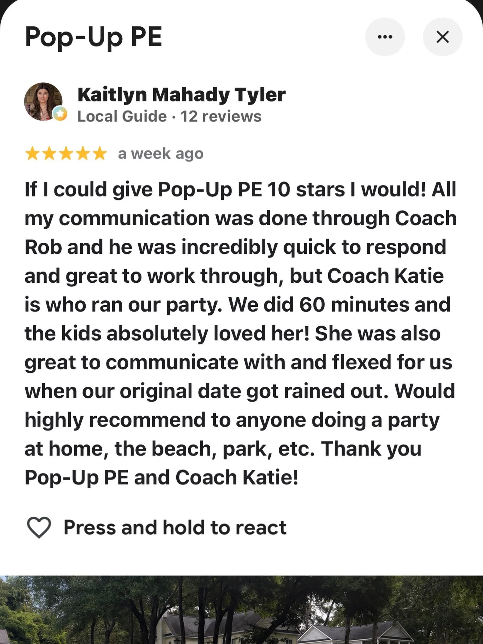 &ldquo;If I could give Pop-Up PE 10 stars, I would!&rdquo; ⭐️

We love hearing feedback like this!

From the first conversation to party day, our goal is to make the entire Pop-Up PE experience easy for parents and unforgettable for the kids.

I hand