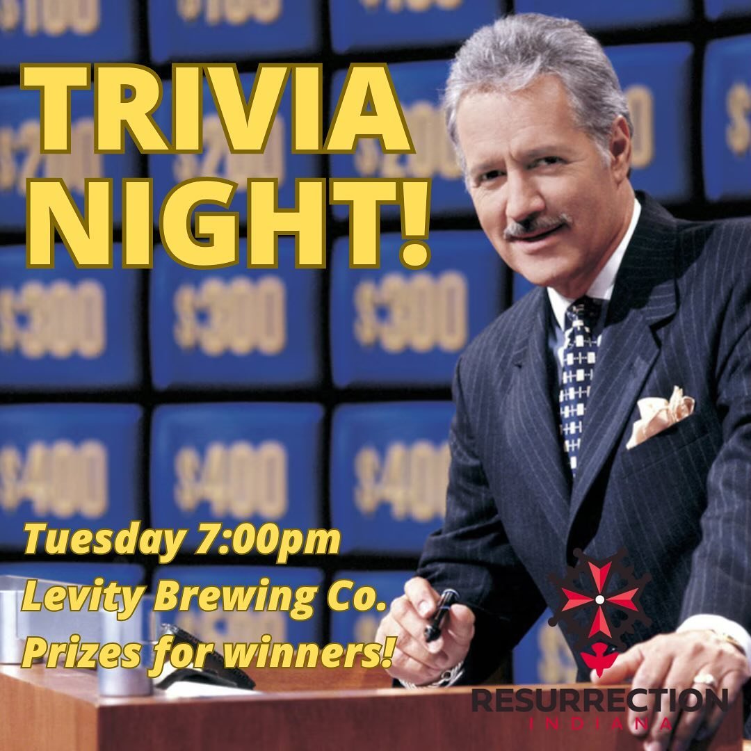 Alex Trebek says you should come out for trivia this week!
All the fun starts at 7pm on Tuesday; Levity Brewing is the place. Don&rsquo;t miss it!