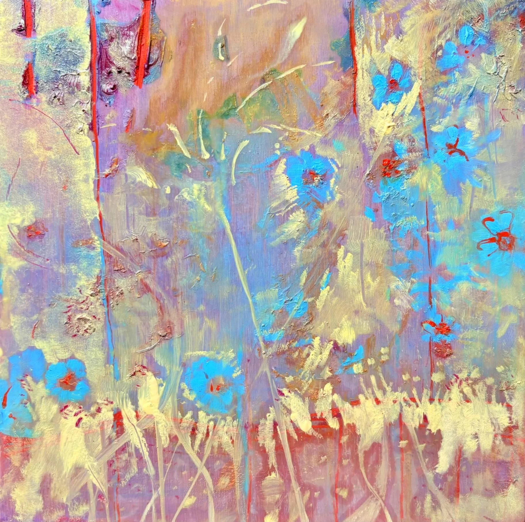 untitled 4 
8x8 inches 
Oil, nupastel, metallic pigment powder on panel.  
2026 