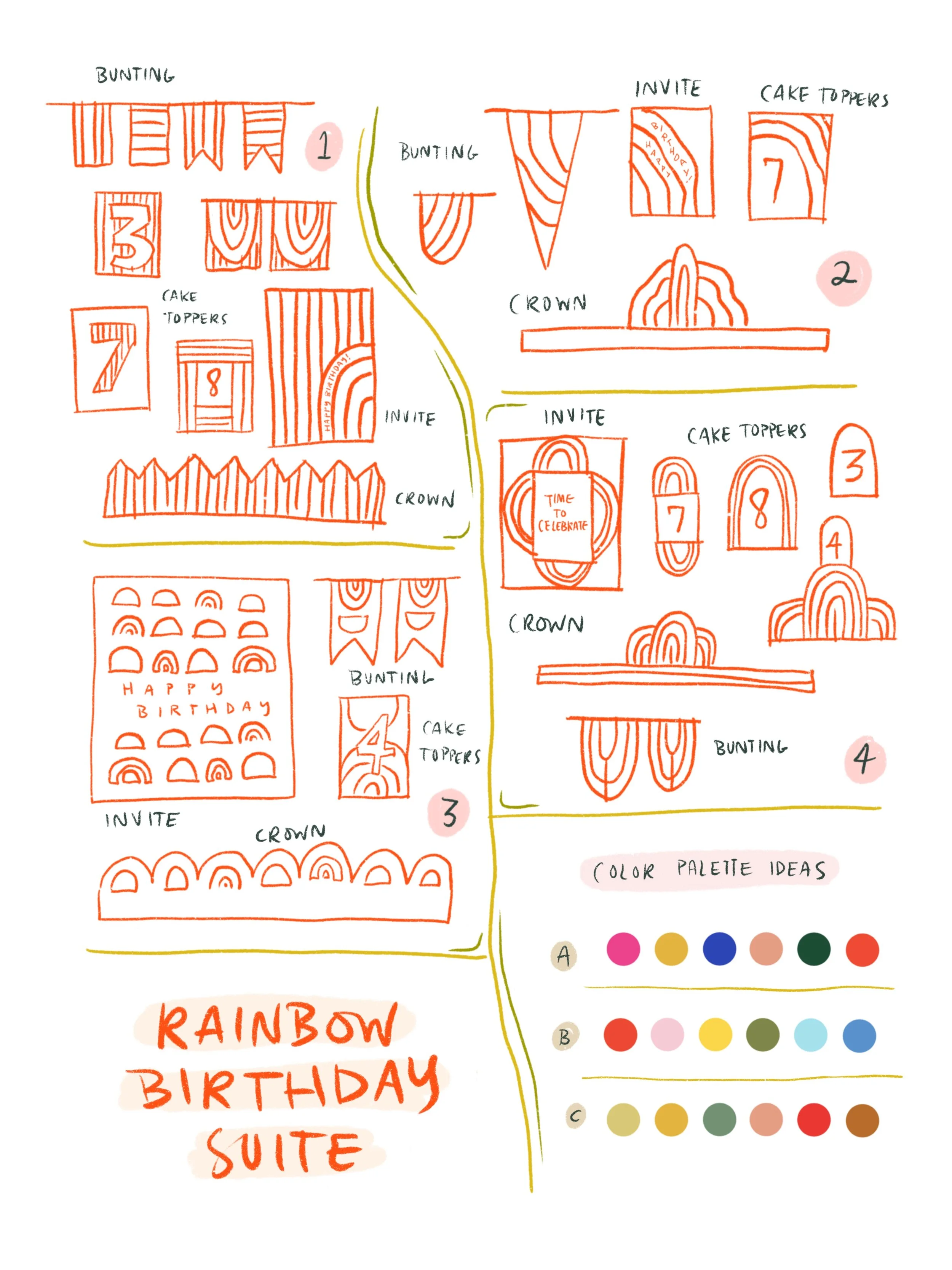 Rainbow Party Suite Sketches.JPG