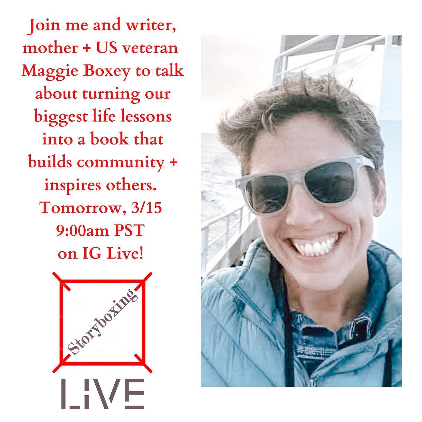 I&rsquo;m so excited for this talk tomorrow with @maggieboxey about how she was inspired to start writing a book and what that process has looked like. We&rsquo;ll talk about the importance of memoir and also the legacy of writing our stories and our