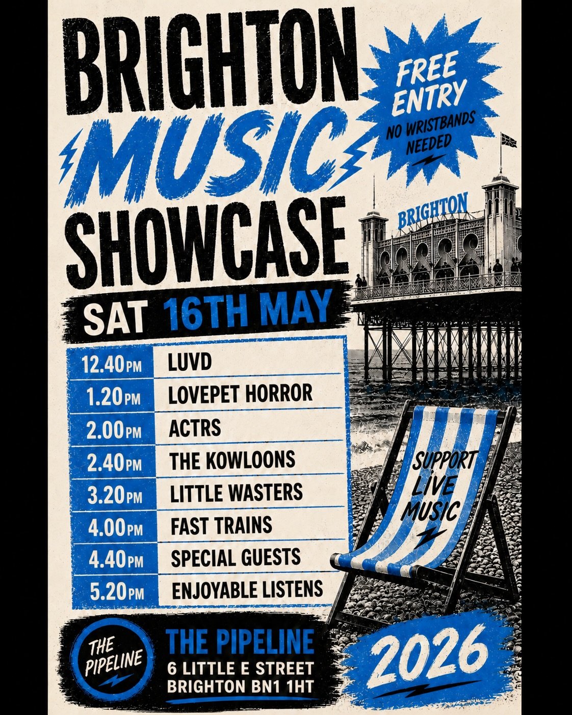 Confirmed! We play a Great Escape showcase this Saturday at The Pipeline, Brighton 🙌

Unofficial GE event, which means it&rsquo;s free entry and you don&rsquo;t need a wristband. What a winner.

Great lineup. Really looking forward to this.

See you