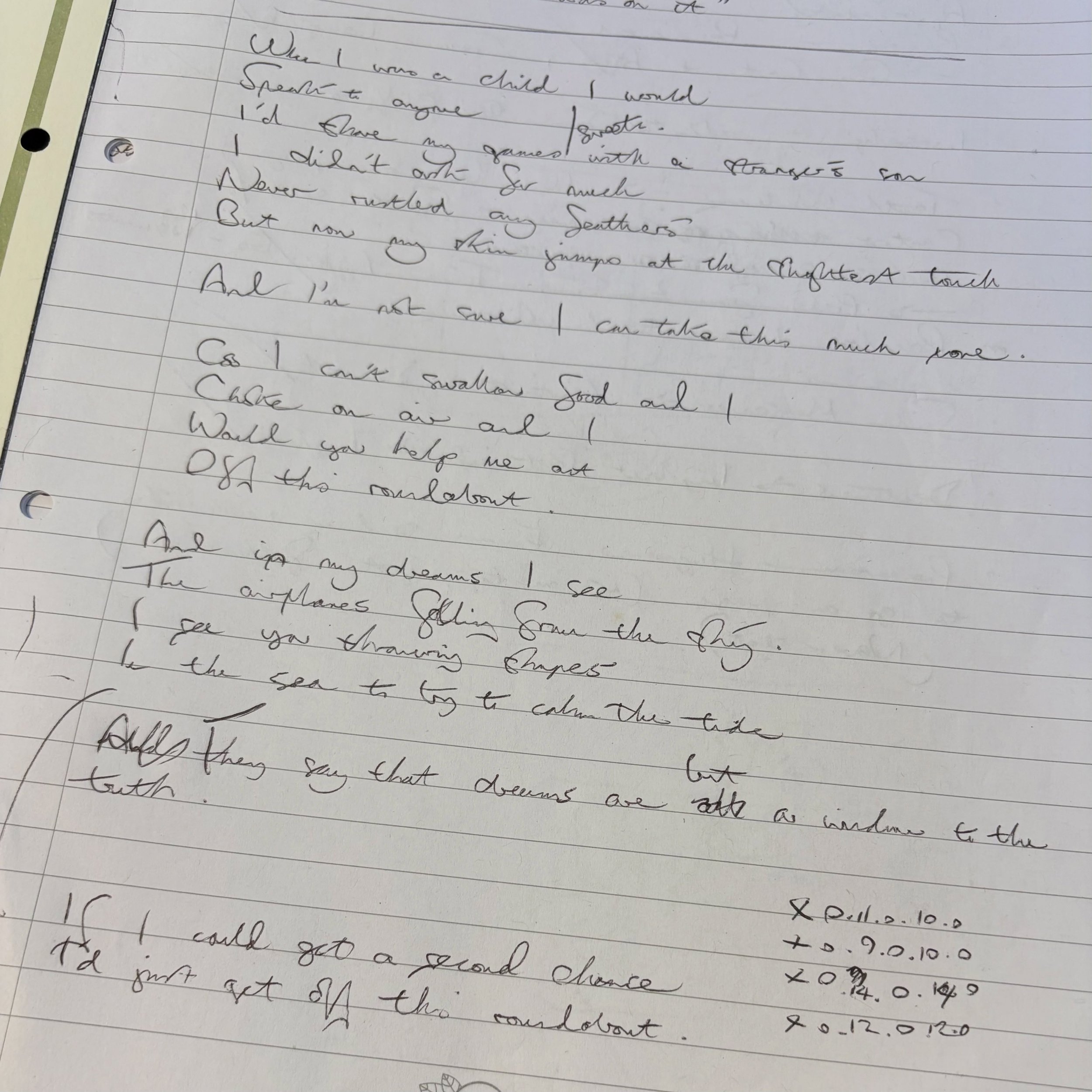 So pleased to see This Roundabout become our most streamed song. I&rsquo;m still mega proud of it, and knowing it has connected with you in some way means a lot.

Here are my original writing notes and lyric scribbles. Like all of our debut album, it