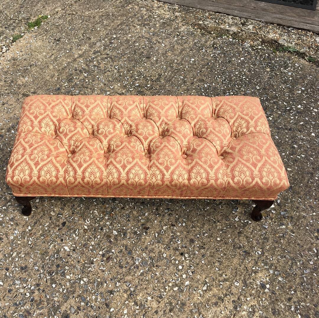 Footstool made-to-measure for a client. We can make them to any shape or size #upholstery#footstools