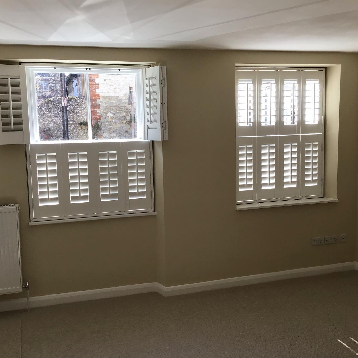 Shutters make a room- the option to filter light or have complete privacy #shutters #interiordecor #countryliving #chicwindows